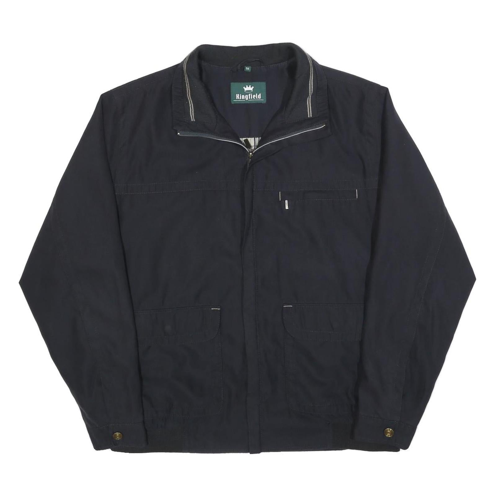 KINGFIELD Mens Black Cotton Blend Jacket L Zip Classic Style Comfortable Pockets Refurbished - N/A refurbished available on Cerqular