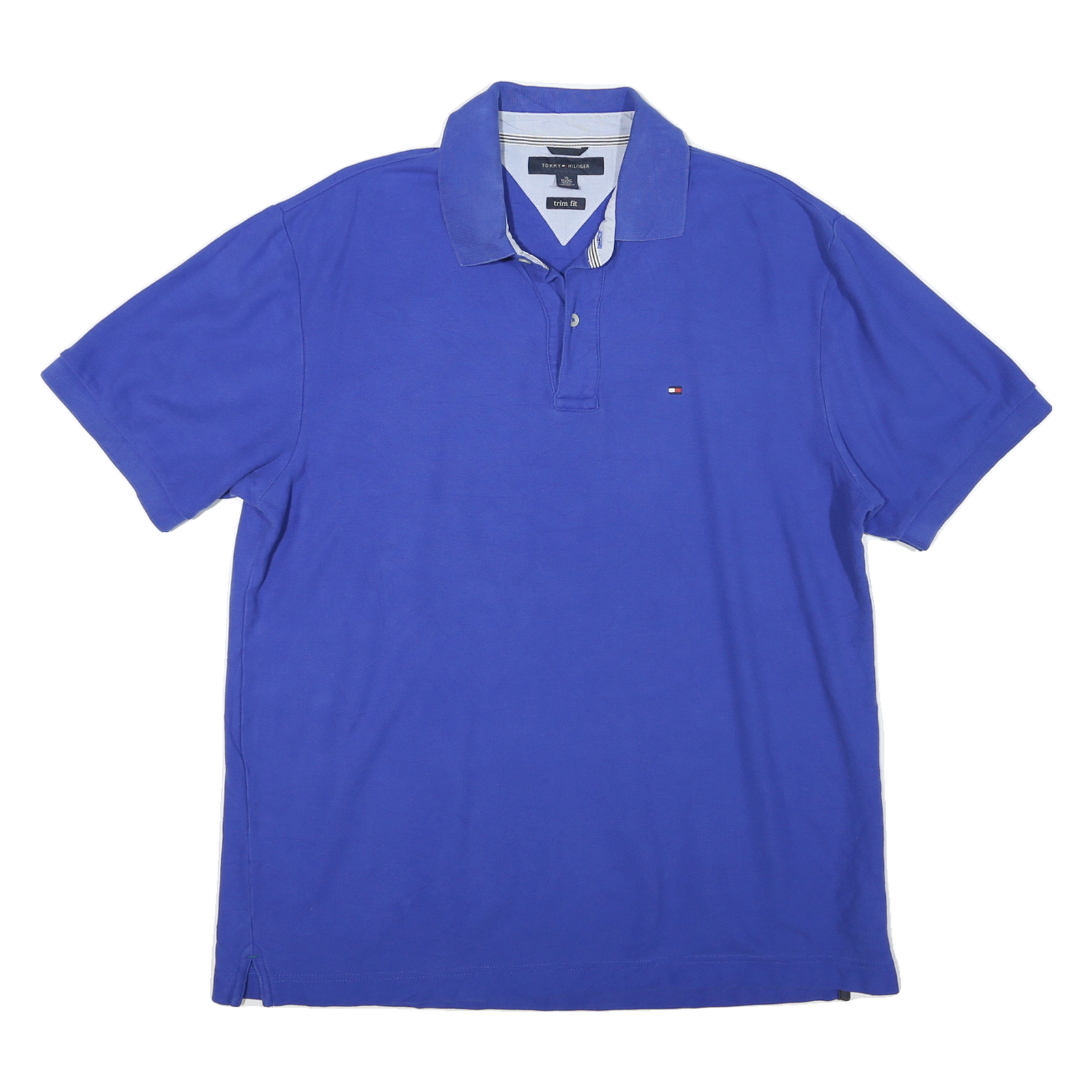 TOMMY HILFIGER Mens Blue Polo Shirt XL Cotton Trim Fit Classic Logo Refurbished - N/A refurbished available on Cerqular