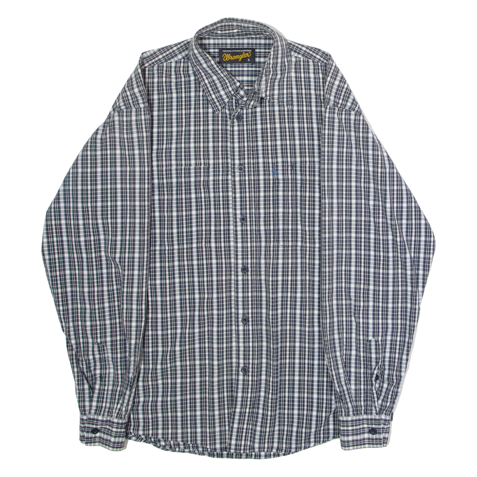 WRANGLER Mens Shirt Grey Check Long Sleeve L Refurbished - N/A refurbished available on Cerqular