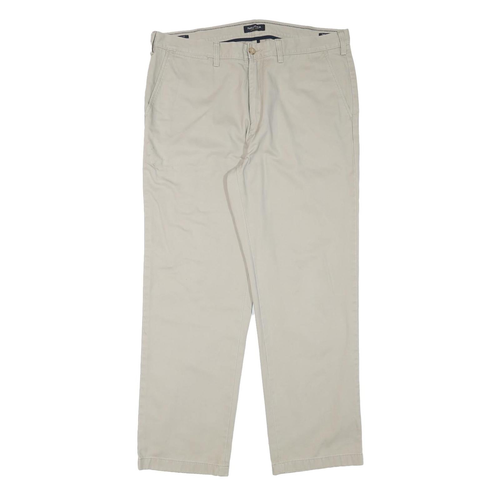 NAUTICA Mens Regular Fit Beige Cotton Blend Trousers W36 L29 Casual Zip Closure Refurbished - N/A refurbished available on Cerqular