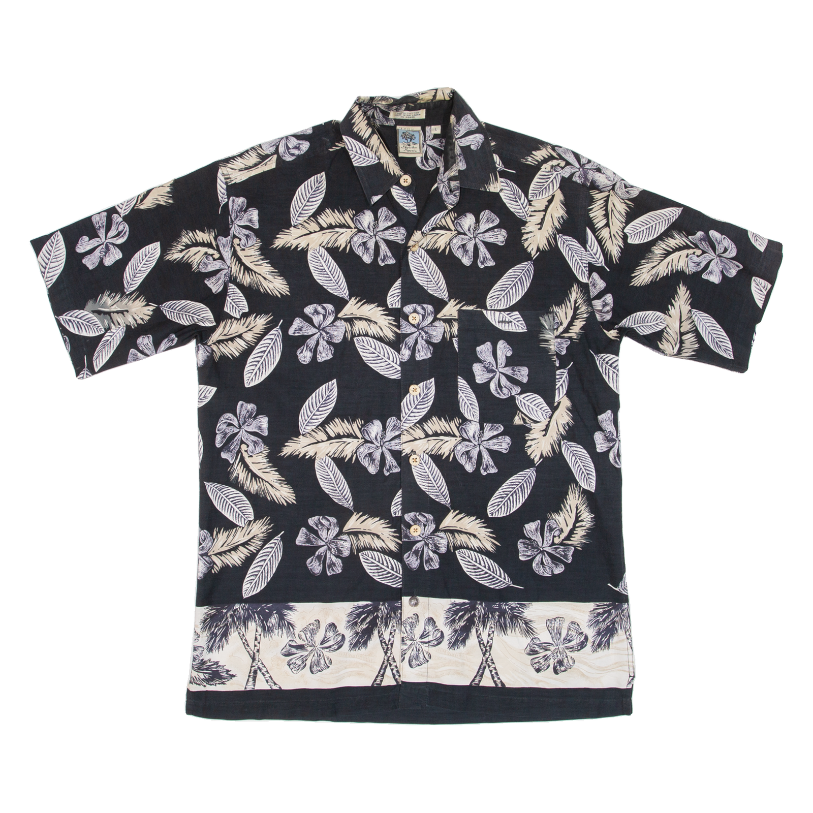 Mens Hawaiian Shirt Black Floral L Refurbished - N/A refurbished available on Cerqular