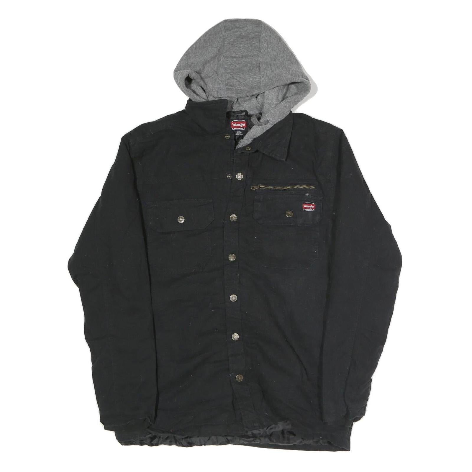 WRANGLER Mens Black Zip Jacket S Cotton Blend Hooded Casual Lightweight Refurbished - N/A refurbished available on Cerqular
