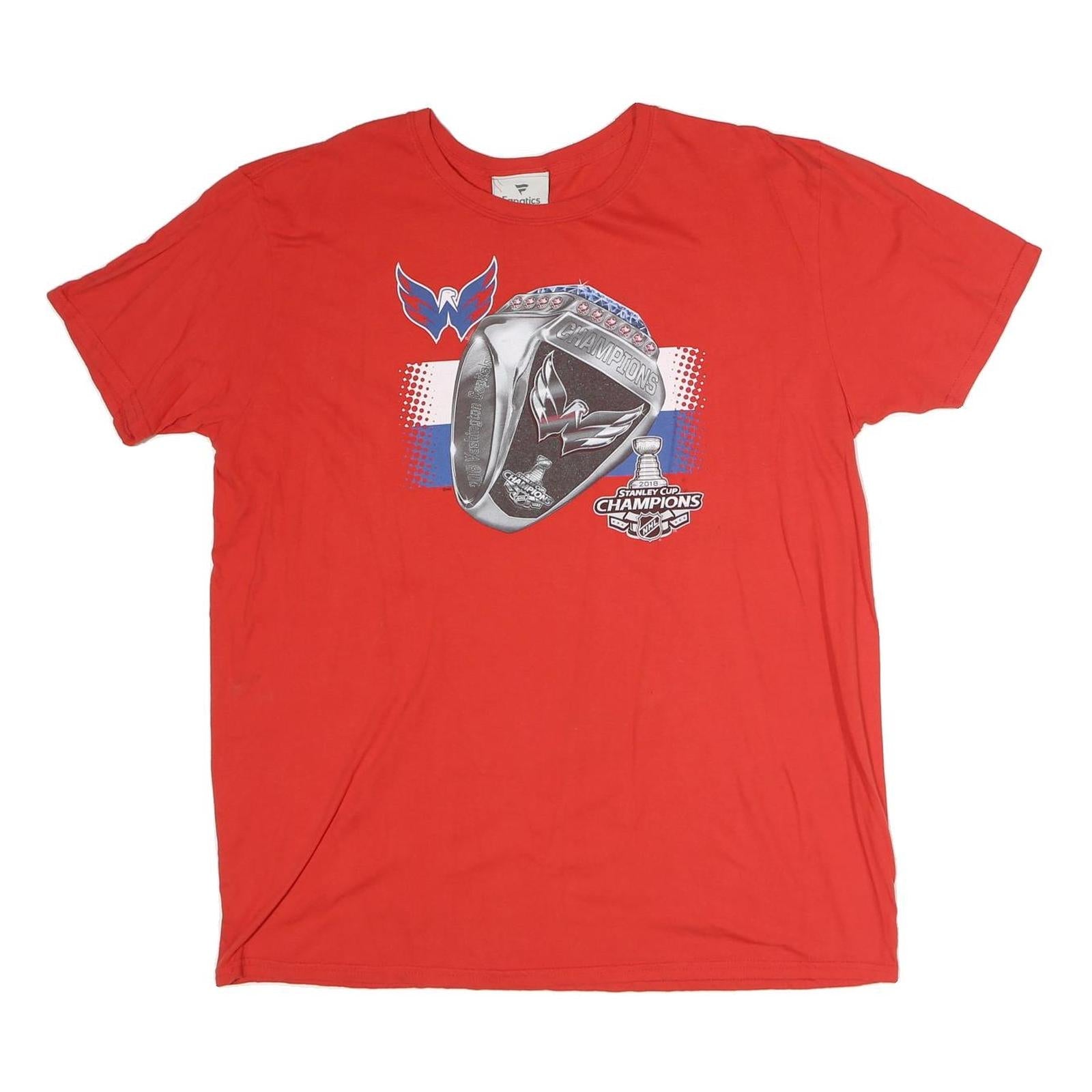 FANATICS Mens Red NHL Stanley Cup Champions Graphic T-Shirt XL Short Sleeve Crew Refurbished - N/A refurbished available on Cerqular