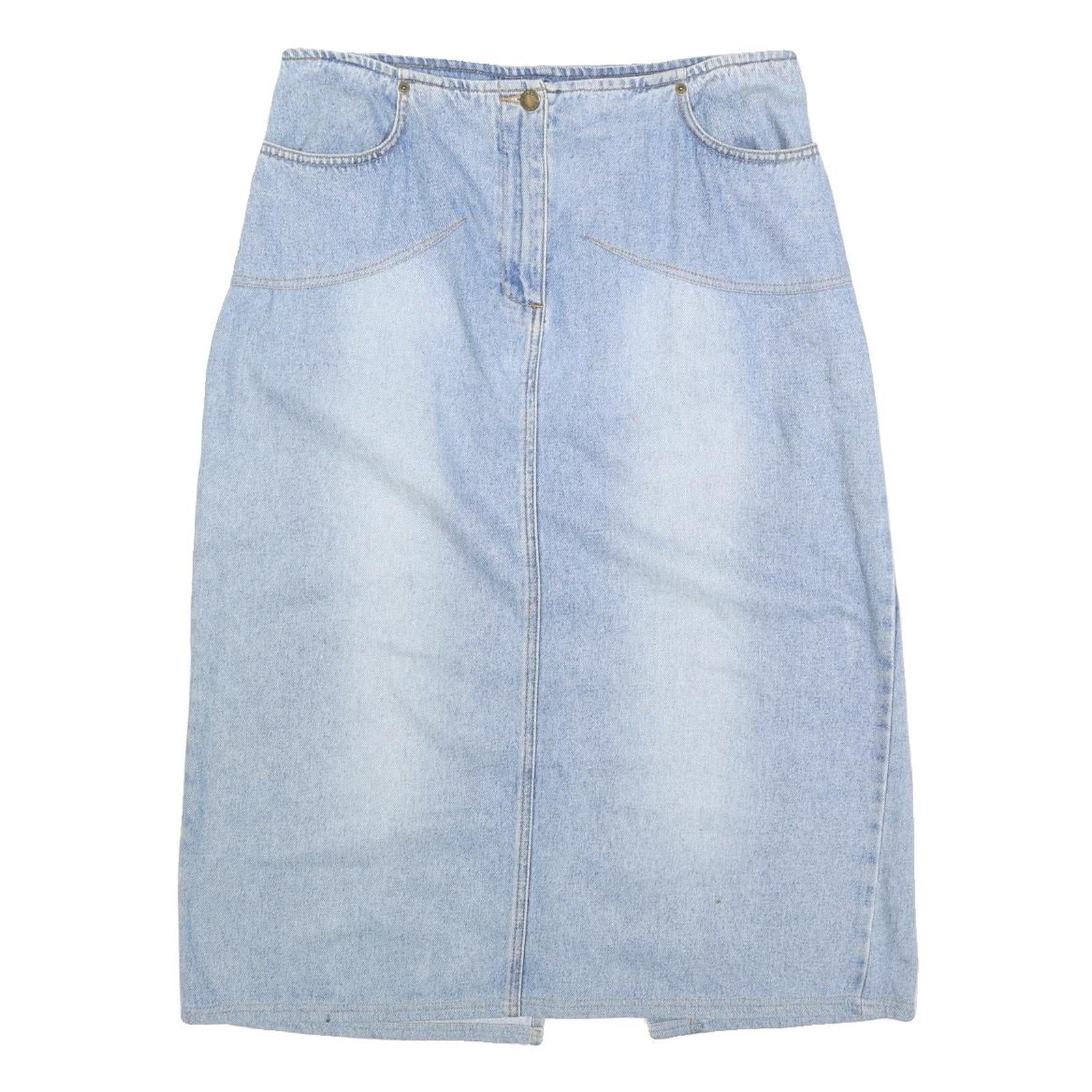 BIAGGINI Womens Blue Denim Straight Knee Length Cotton Blend Skirt L Casual Refurbished - N/A refurbished available on Cerqular