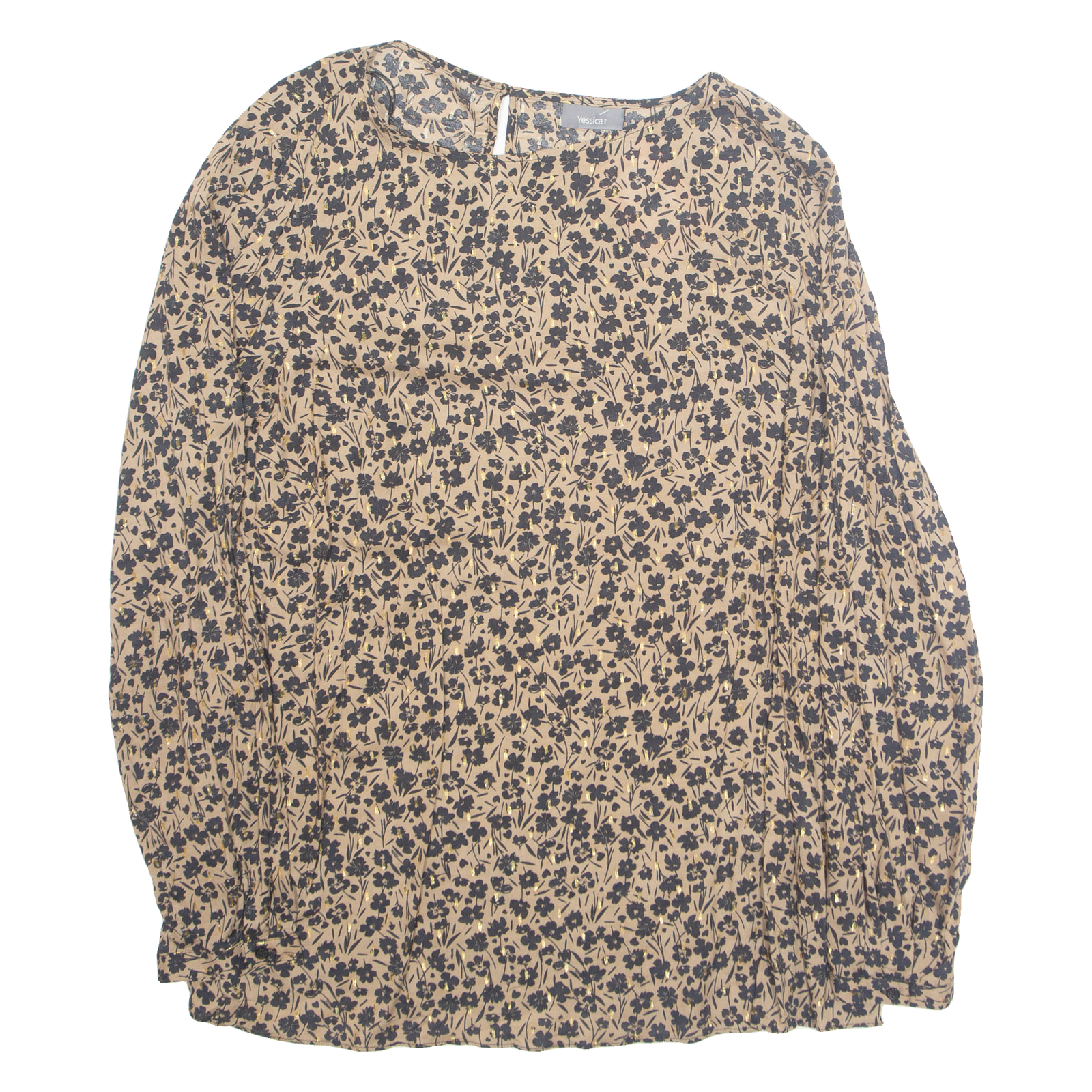 YESSICA Womens Printed Blouse Brown Long Sleeve Animal Print L Refurbished - N/A refurbished available on Cerqular