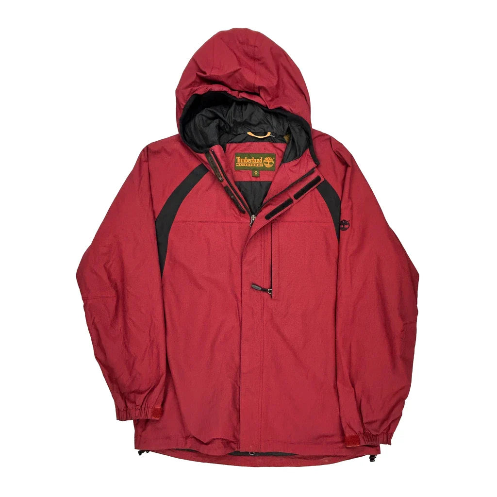 Timberland Waterproof Jacket - Medium Red Polyester Refurbished - Thrifted (note: this is a term often used to describe second- refurbished available on Cerqular