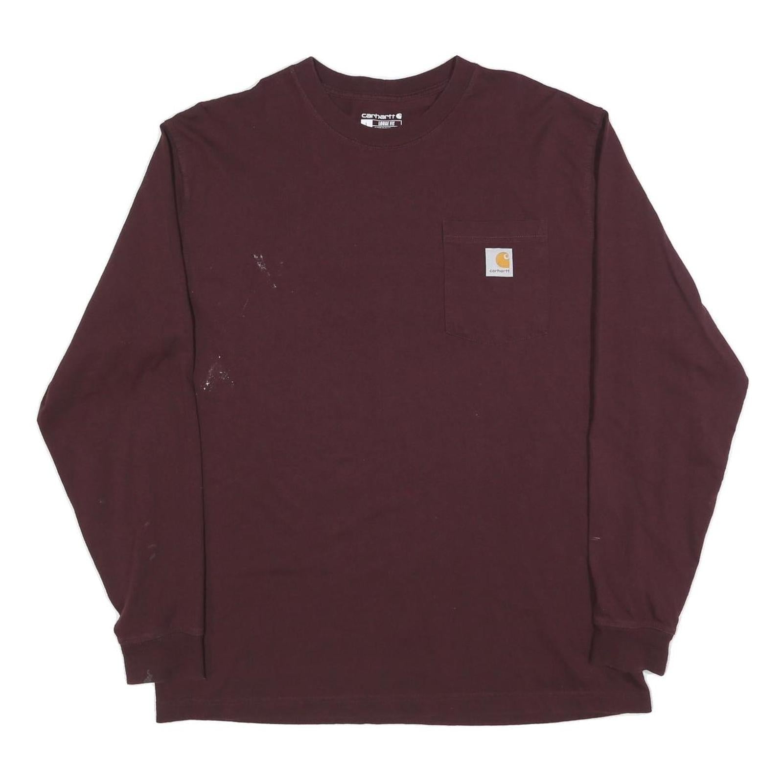 CARHARTT Mens Maroon Long Sleeve Crew Neck Pocket T-Shirt L Cotton Blend Refurbished - N/A refurbished available on Cerqular