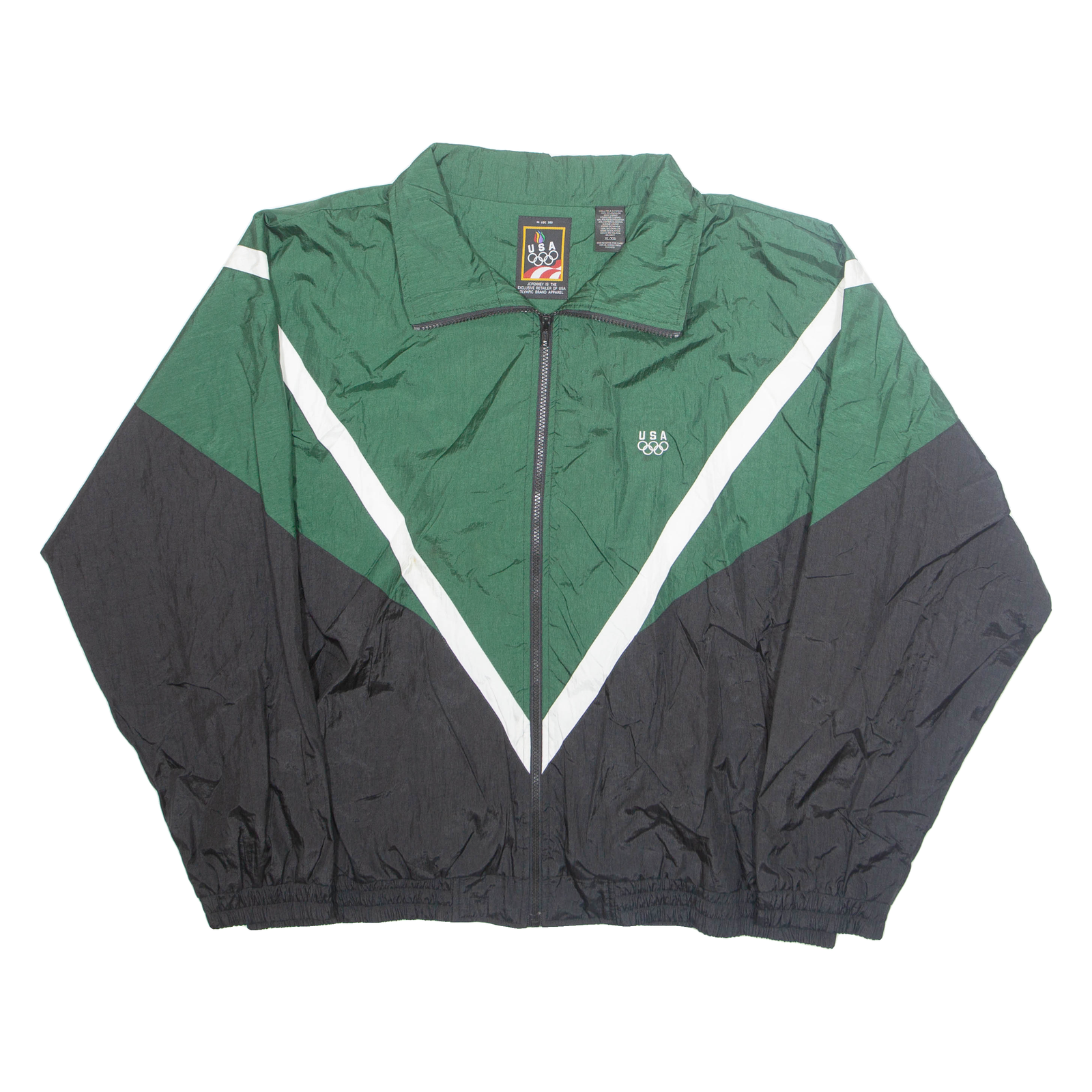USA Mens Track Jacket Green Nylon USA XL Refurbished - N/A refurbished available on Cerqular