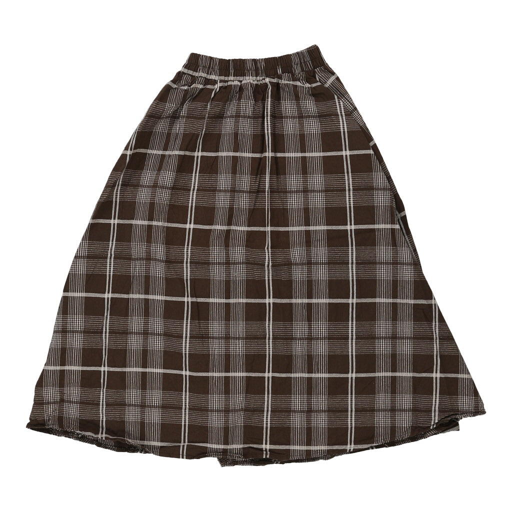 Mulisha Checked Skirt - Medium Brown Cotton Refurbished - Thrifted (note: this is a term often used to describe second- refurbished available on Cerqular