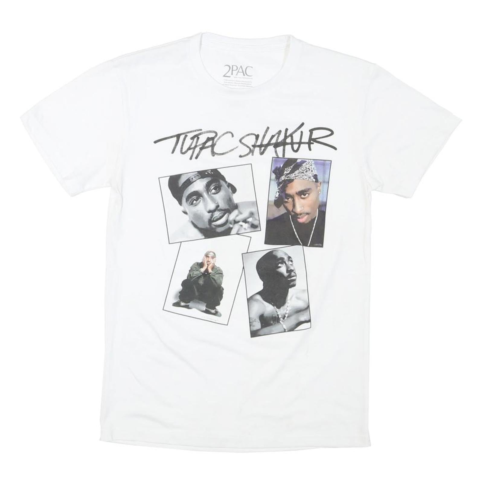 2PAC Mens White Graphic T-Shirt S Short Sleeve Crew Neck Tupac Shakur Refurbished - N/A refurbished available on Cerqular