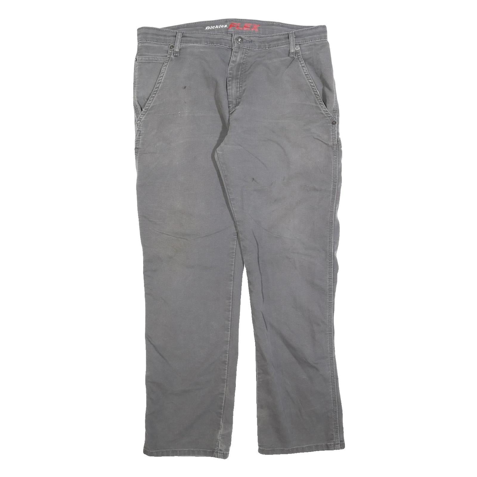 DICKIES Mens Cotton Blend Grey Regular Straight Trousers W34 L32 Workwear Pants Refurbished - N/A refurbished available on Cerqular
