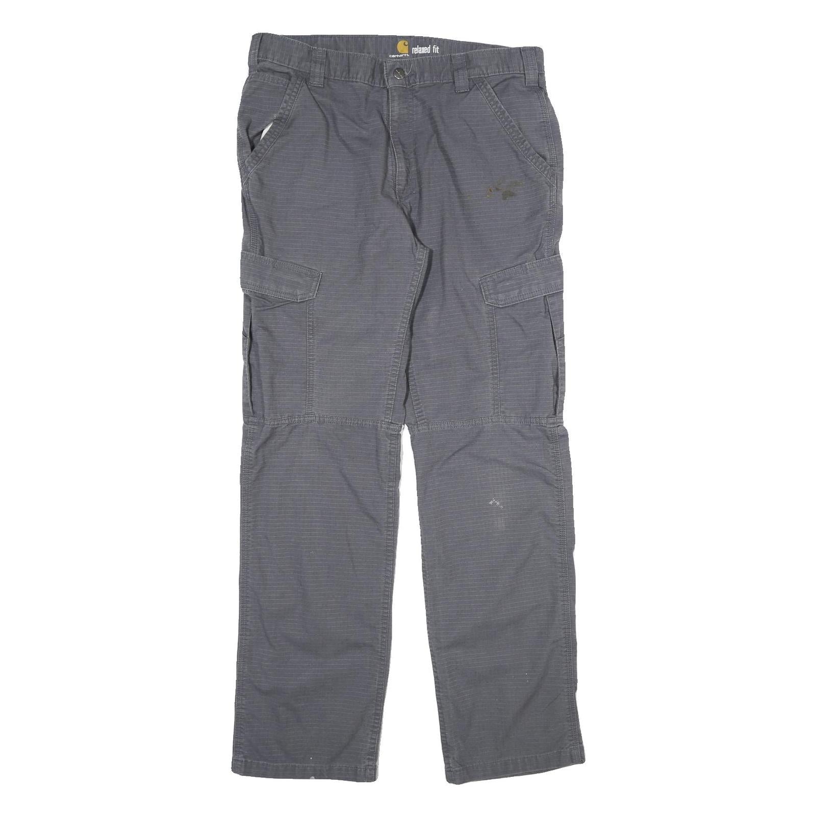 CARHARTT Mens Cotton Grey Relaxed Cargo Trousers W35 L34 Workwear Utility Refurbished - N/A refurbished available on Cerqular