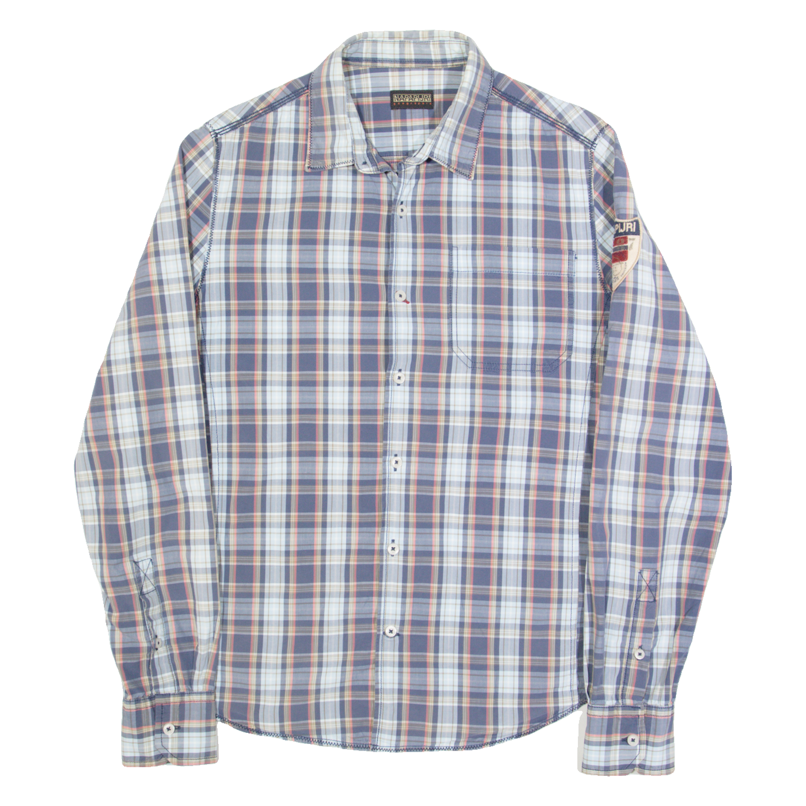 NAPAPIJRI Mens Shirt Blue Check Long Sleeve M Refurbished - N/A refurbished available on Cerqular