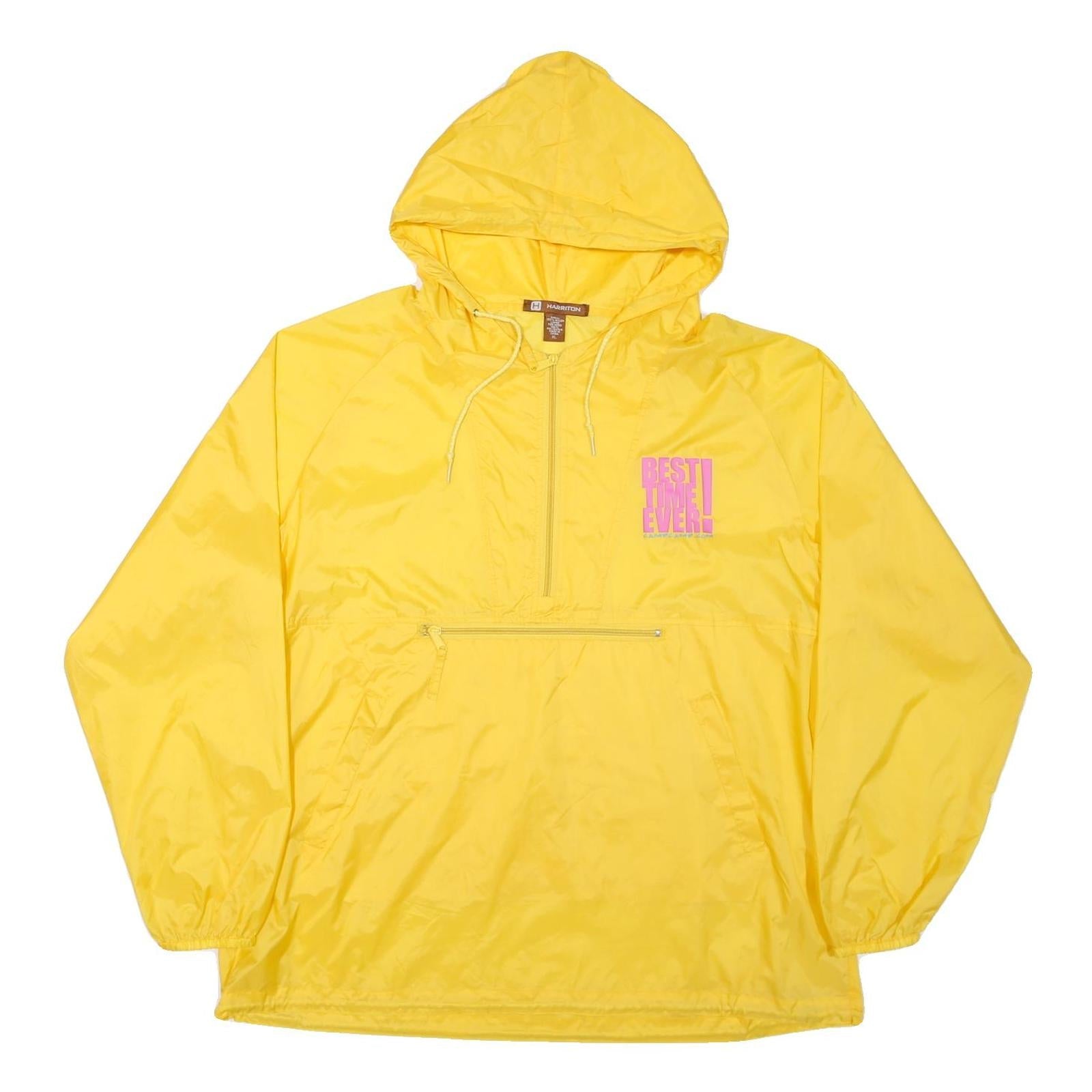 HARRITON Mens Yellow Nylon Hooded Zip Jacket XL Plain Best Time Ever Print Refurbished - N/A refurbished available on Cerqular