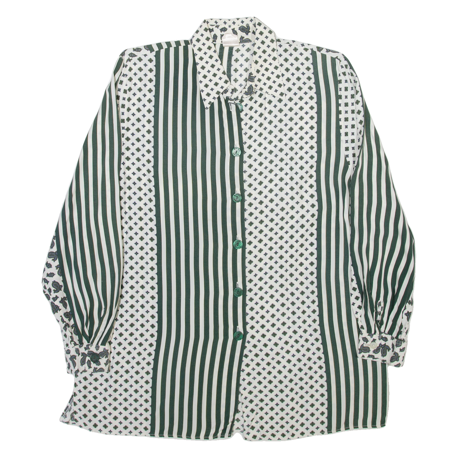 DIVINA Womens Shirt White Viscose Striped Long Sleeve M Refurbished - N/A refurbished available on Cerqular