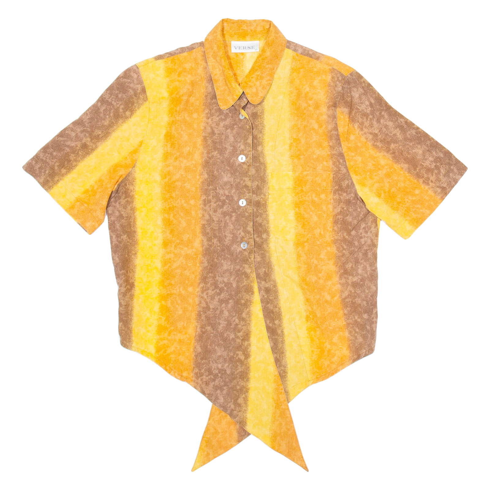 VERSE Womens Printed Shirt Orange V-Neck Striped M Refurbished - N/A refurbished available on Cerqular
