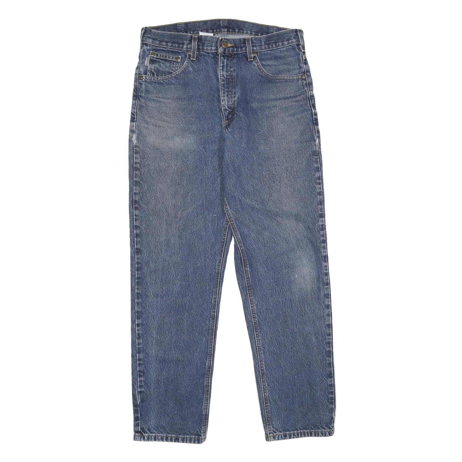 CARHARTT Mens Classic Blue Denim Straight Jeans Cotton Zip W34 L32 Workwear Refurbished - N/A refurbished available on Cerqular