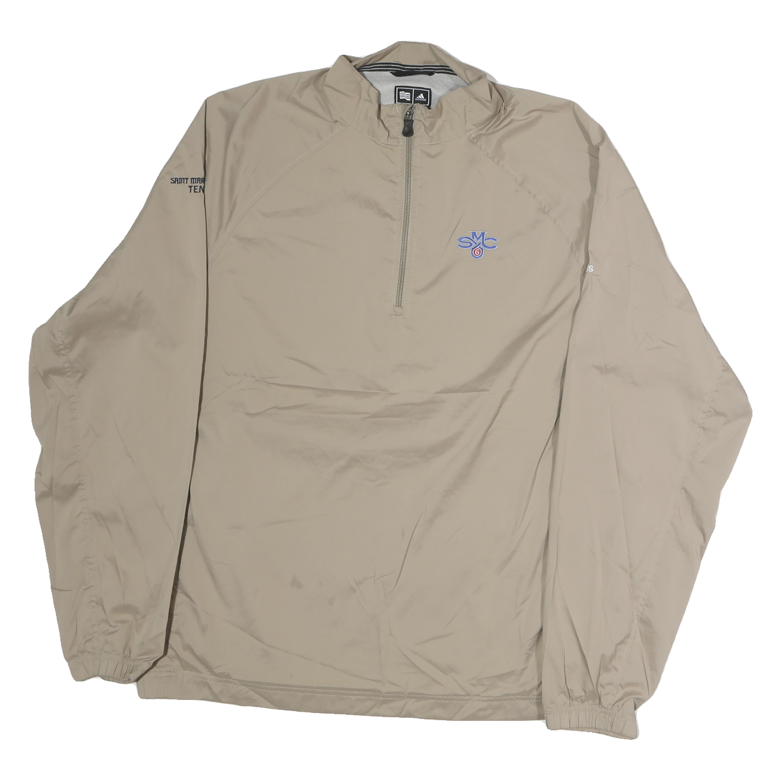 ADIDAS Mens Beige Saint Marys College Tennis Jacket XL Polyester Zip Plain Refurbished - N/A refurbished available on Cerqular