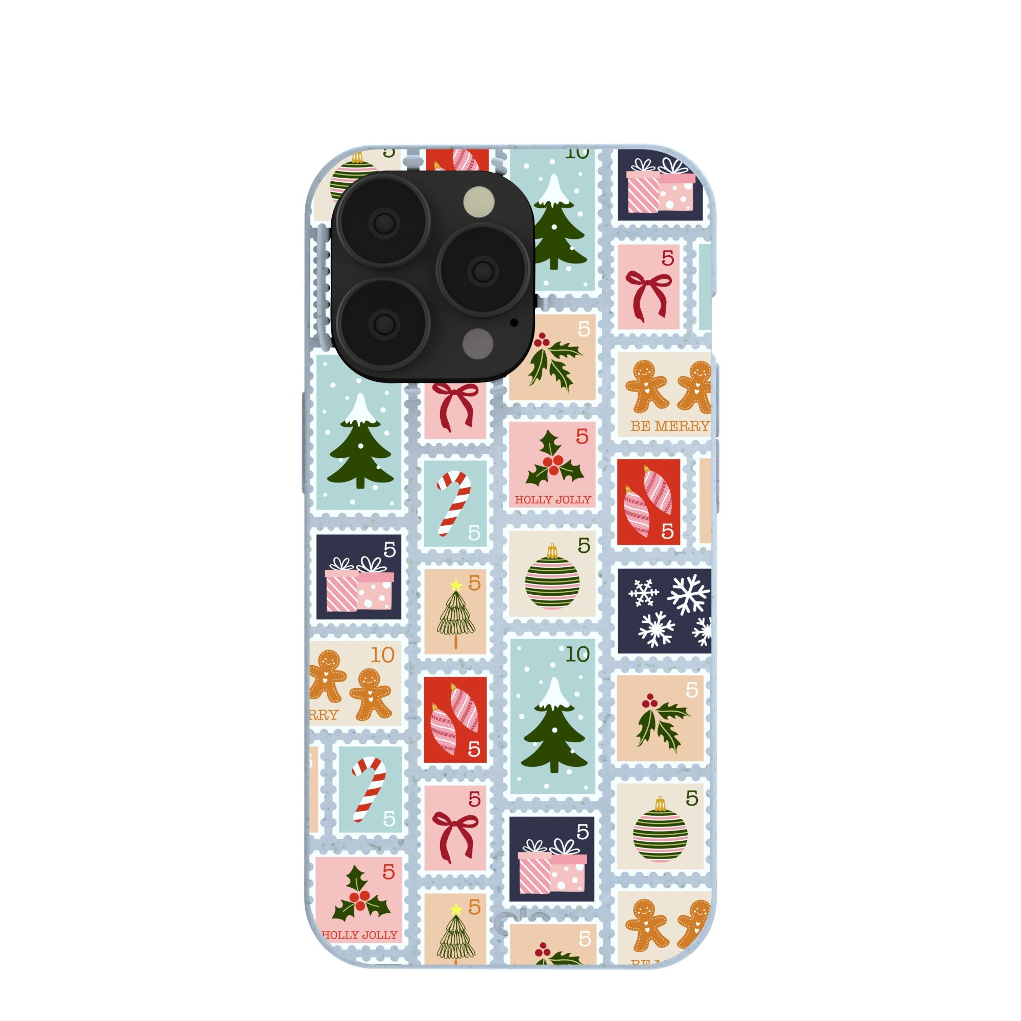 Powder Blue Noel Stamps iPhone 13 Pro Case Refurbished - Pela Case refurbished available on Cerqular
