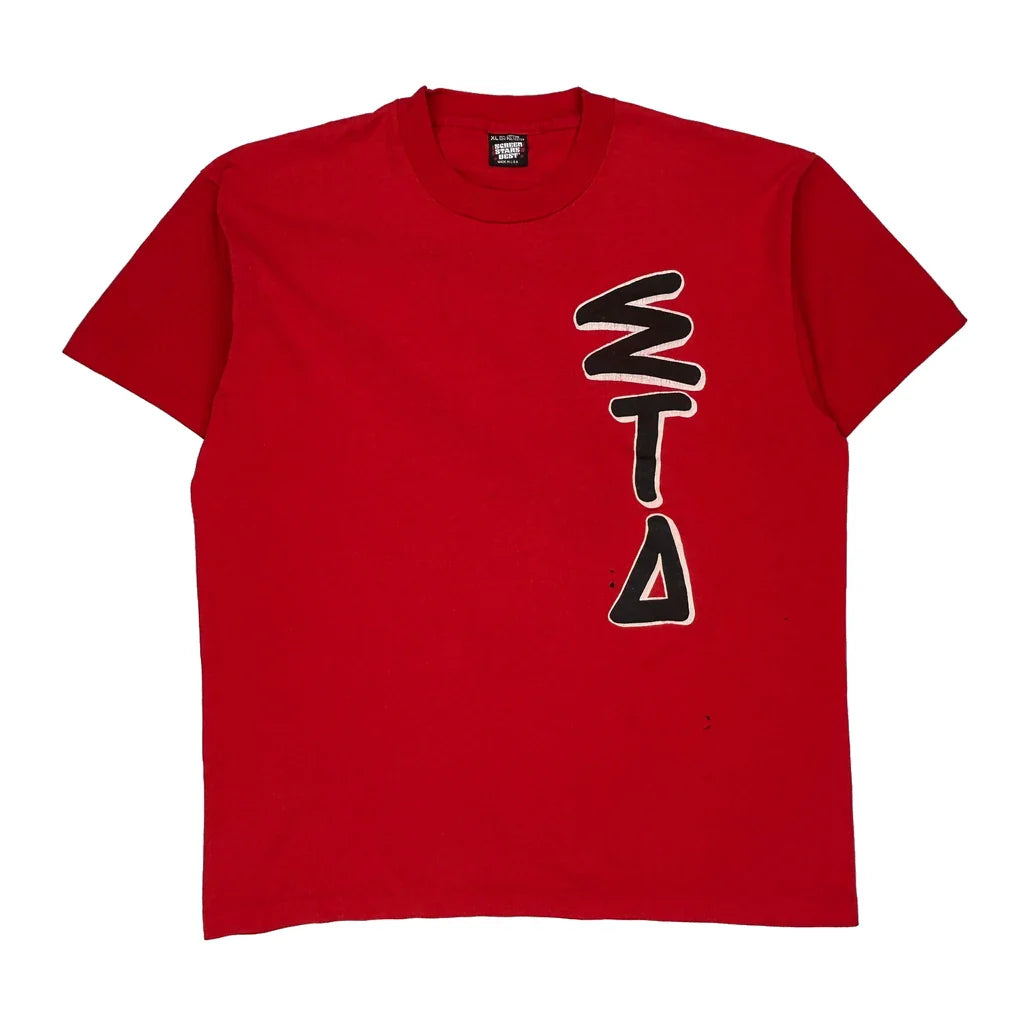 Screen Stars Single Stitch T-Shirt - XL Red Cotton Blend Refurbished - Thrifted (note: this is a term often used to describe second- refurbished available on Cerqular