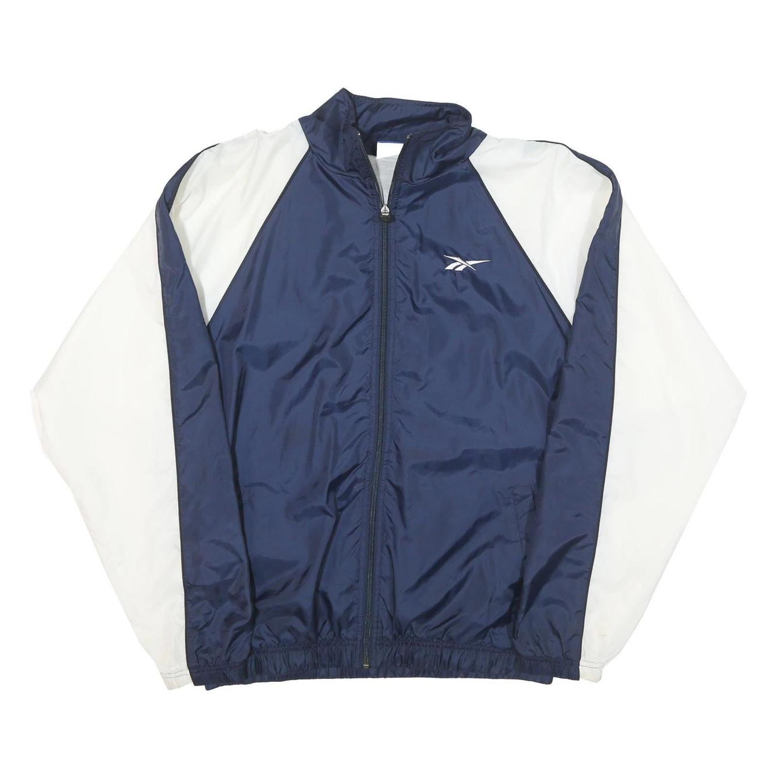 REEBOK Mens Blue & White Track Jacket M Polyester Blend Zip Plain Athletic Refurbished - N/A refurbished available on Cerqular