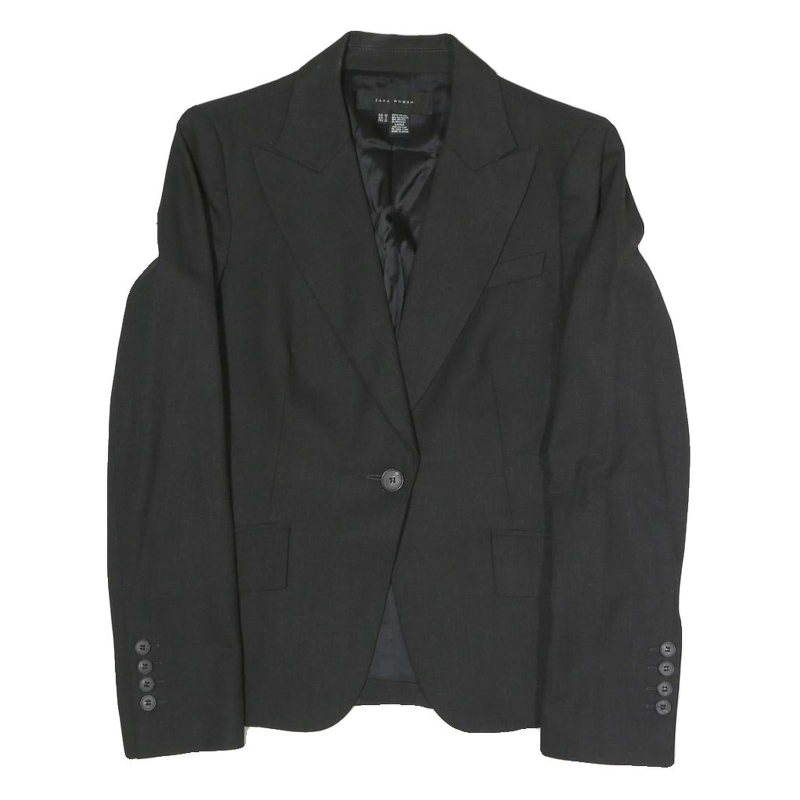 ZARA WOMAN Womens Black Tailored Jacket S Polyester Blend Button Plain Stylish Refurbished - N/A refurbished available on Cerqular
