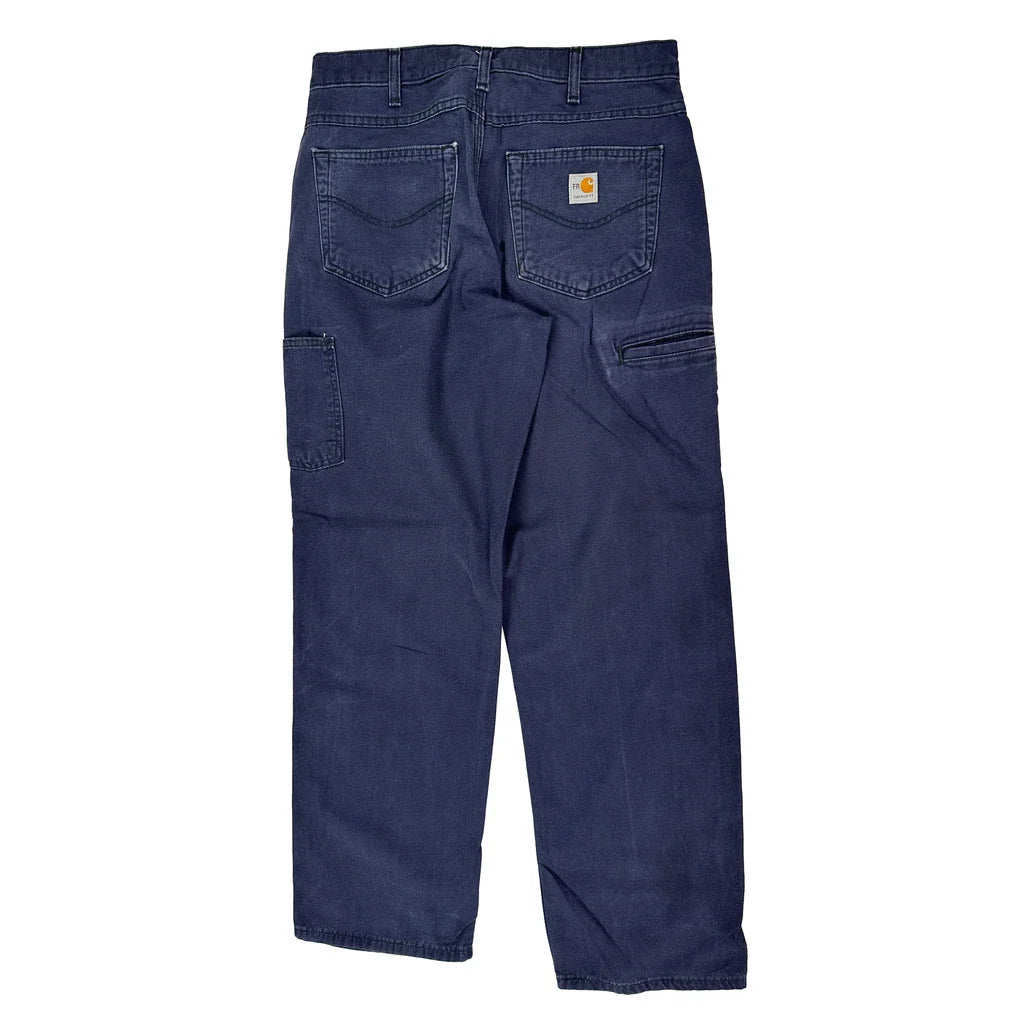 Carhartt Carpenter Trousers - 33W 32L Navy Cotton Blend Refurbished - Thrifted (note: this is a term often used to describe second- refurbished available on Cerqular