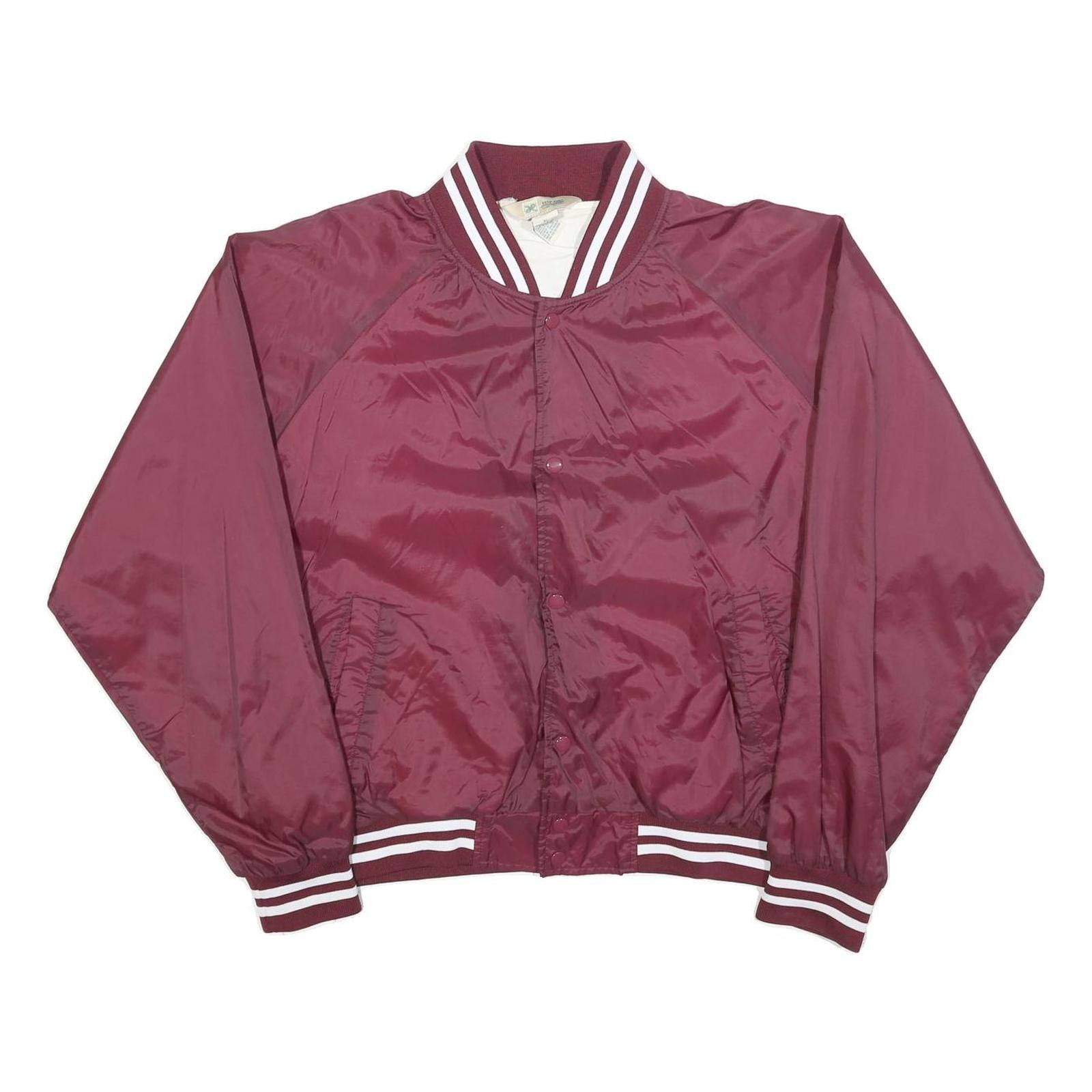 HABAND Mens Maroon & White Button Front Nylon Varsity Jacket XL Sports Logo Refurbished - N/A refurbished available on Cerqular
