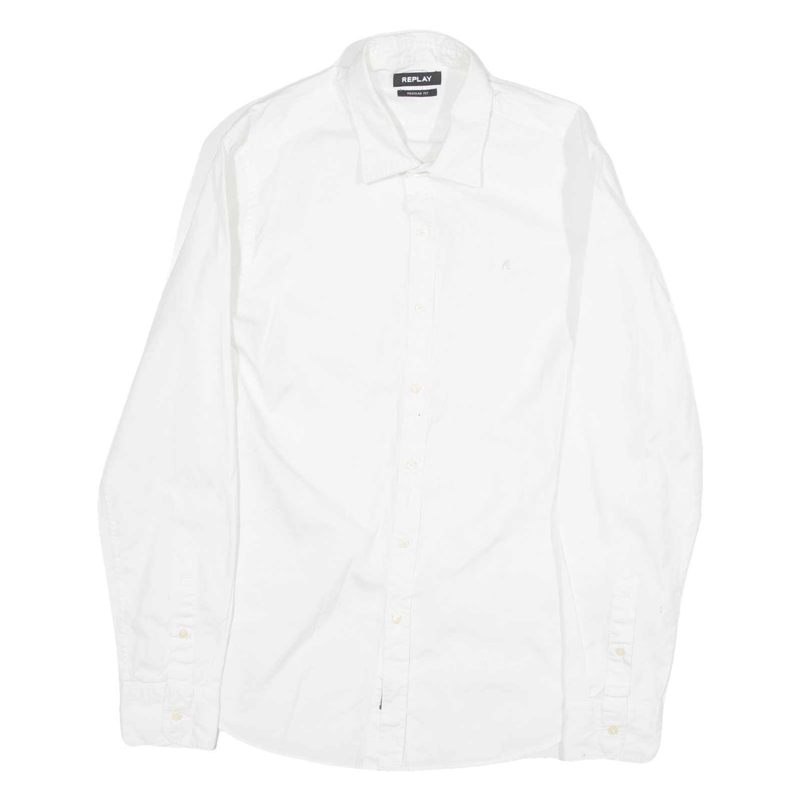 REPLAY Regular Fit Mens Plain Shirt White Long Sleeve M Refurbished - N/A refurbished available on Cerqular