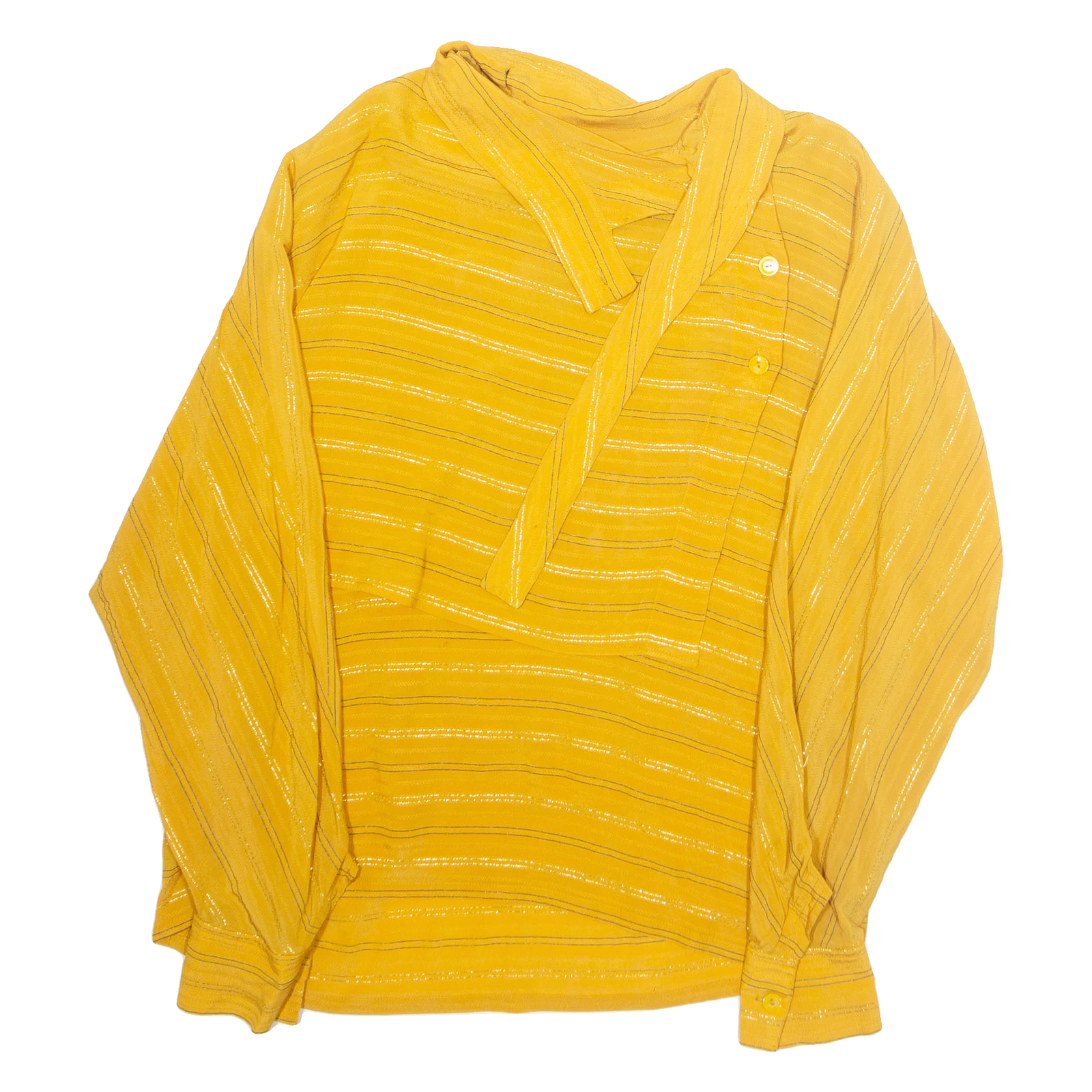 Womens Blouse Yellow Collared Long Sleeve Striped L Refurbished - N/A refurbished available on Cerqular