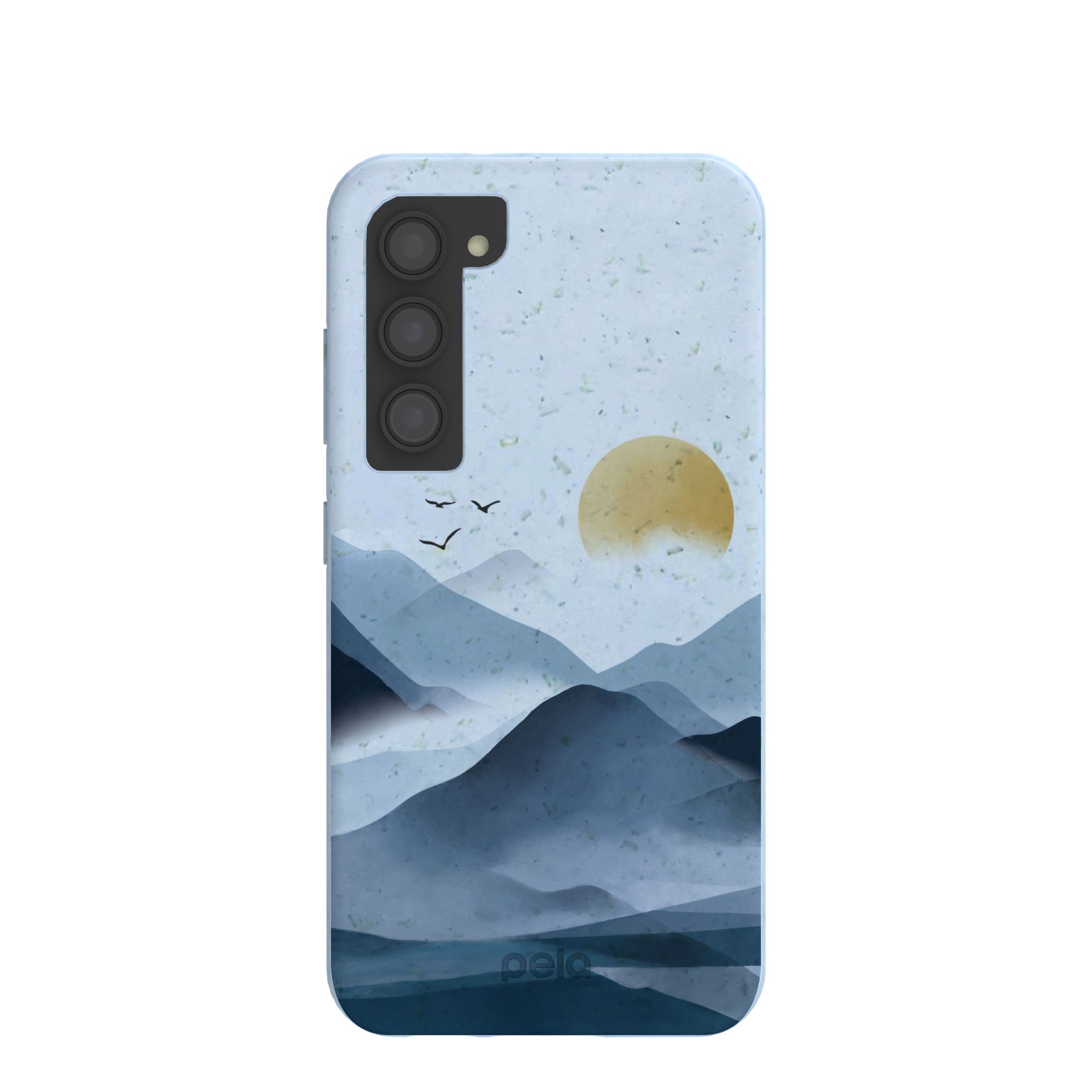 Powder Blue Misty Mountains Samsung Galaxy S23 Case Refurbished - Pela Case refurbished available on Cerqular
