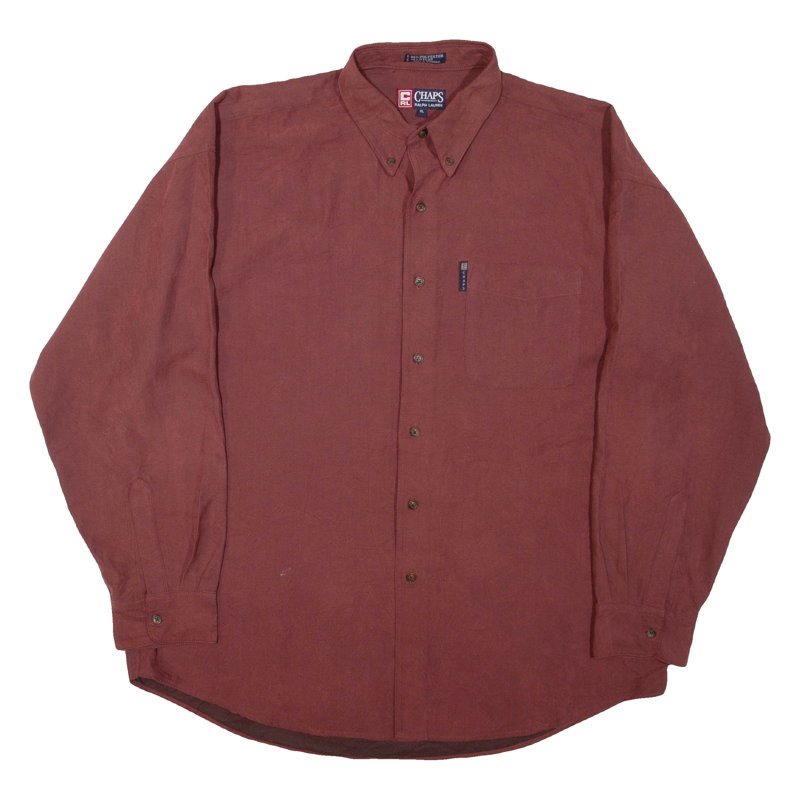 CHAPS RALPH LAUREN Mens Plain Shirt Maroon Long Sleeve XL Refurbished - N/A refurbished available on Cerqular