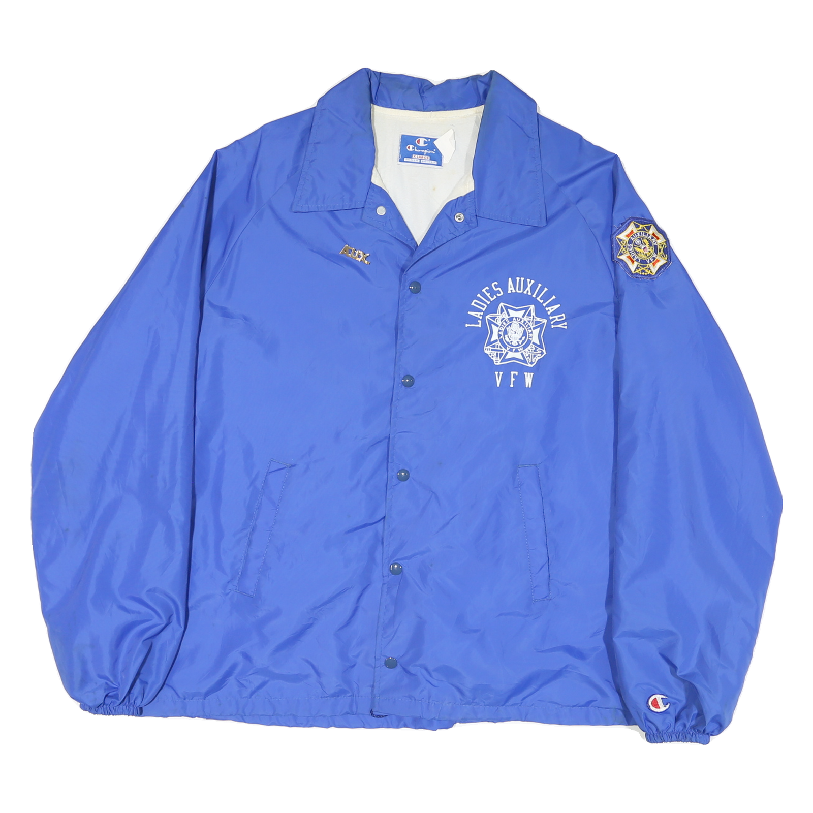 CHAMPION Mens Blue Ladies Auxiliary VFW Button Jacket XL Nylon Lightweight Refurbished - N/A refurbished available on Cerqular