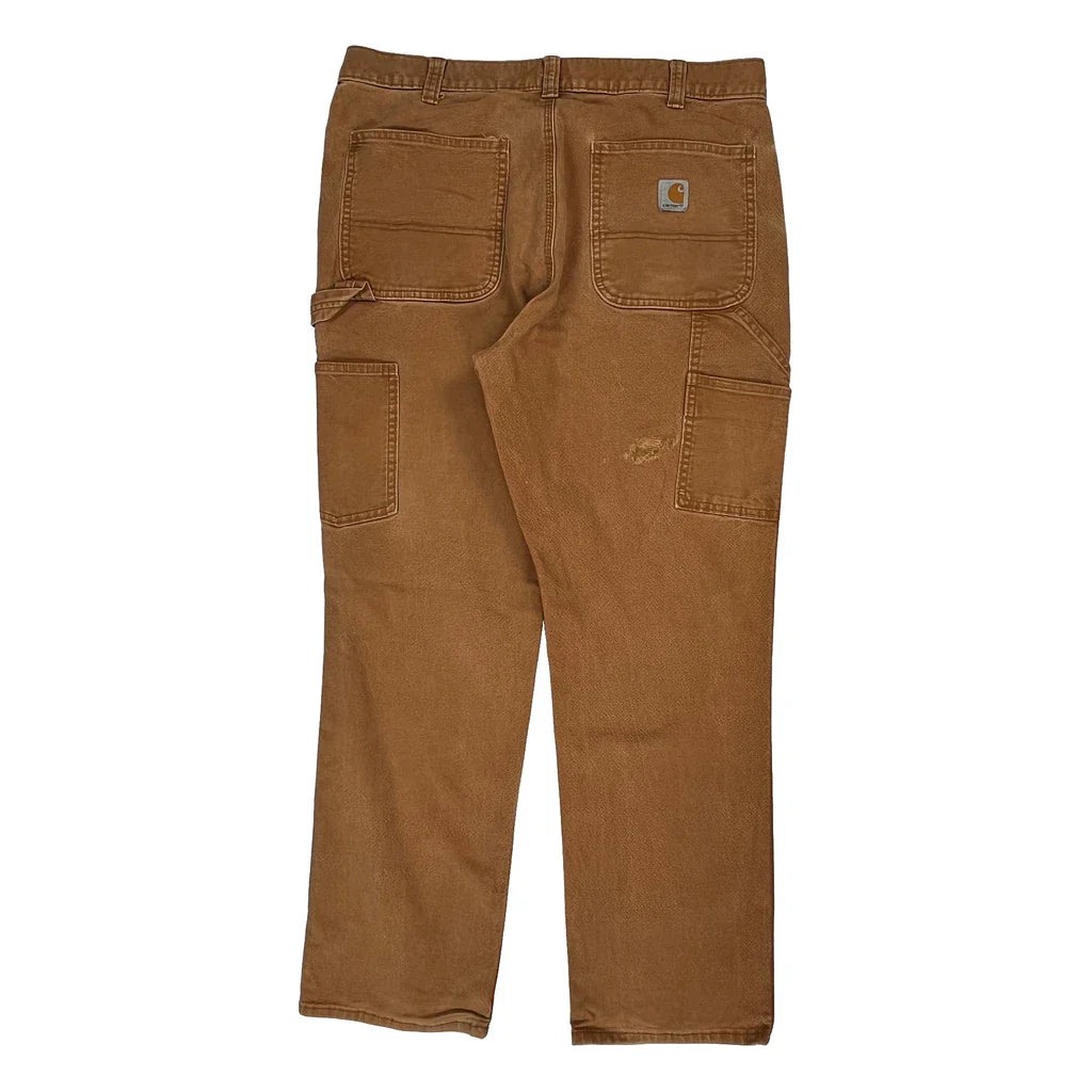 Carhartt Double Knee Carpenter Trousers - 36W 32L Brown Cotton Refurbished - Thrifted (note: this is a term often used to describe second- refurbished available on Cerqular