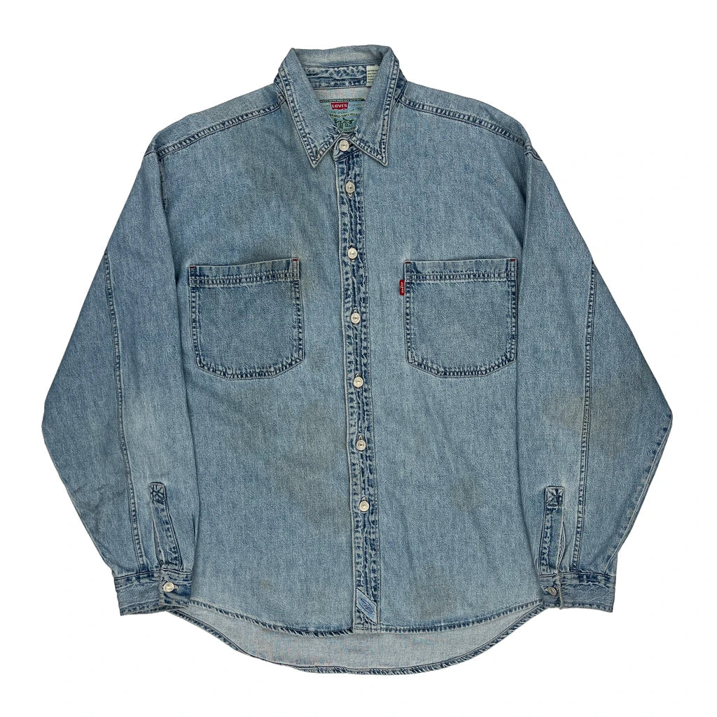 Buy Levis Denim Shirt - Large Light Wash Cotton Refurbished - $37.17 Levis Denim Shirt - Large Light Wash Cotton Refurbished - Thrifted (note: this is a term often used to describe second- refurbished available on Cerqular