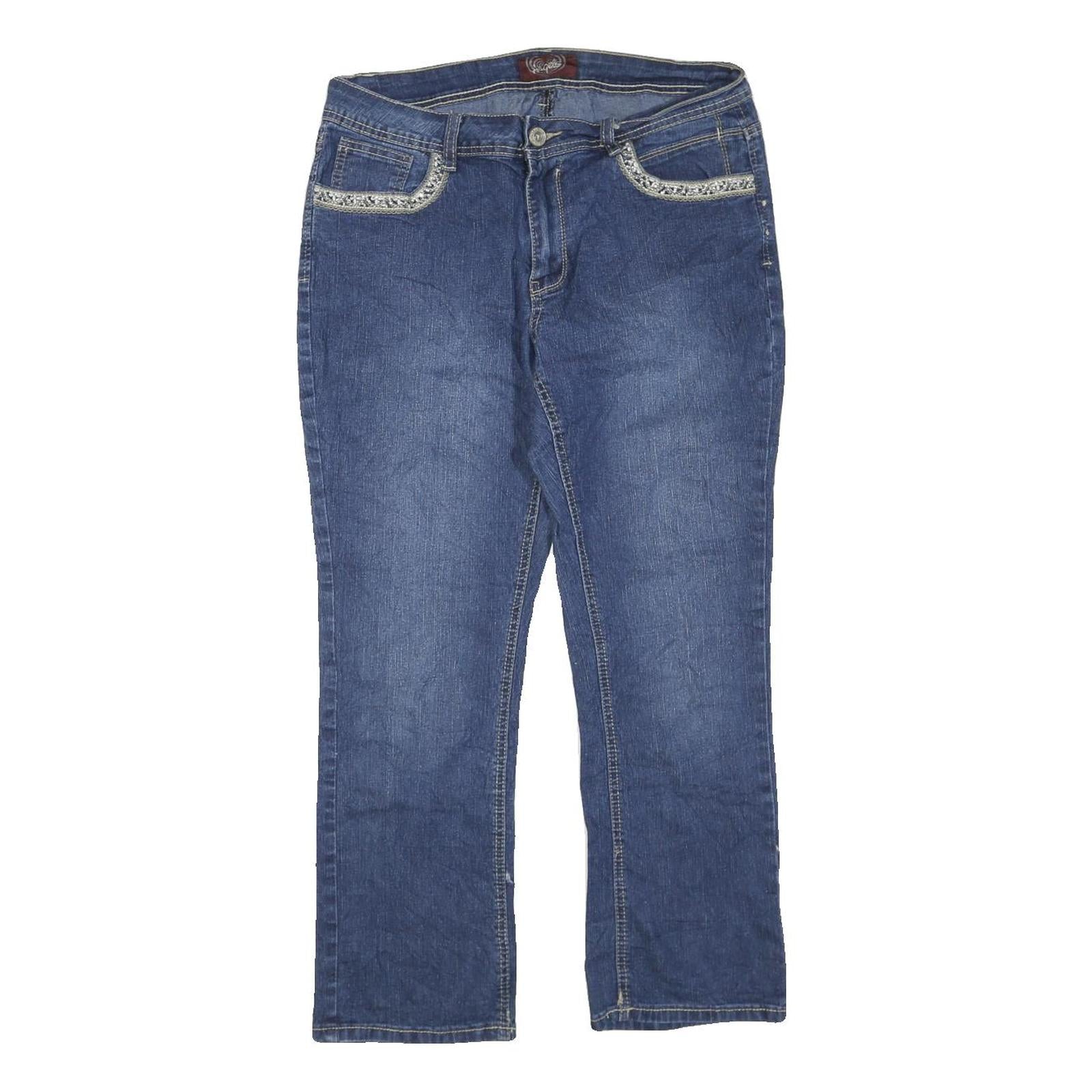 ANGELS Womens Jeans Blue Regular Straight Denim Medium W34 L26 Embellished Refurbished - N/A refurbished available on Cerqular