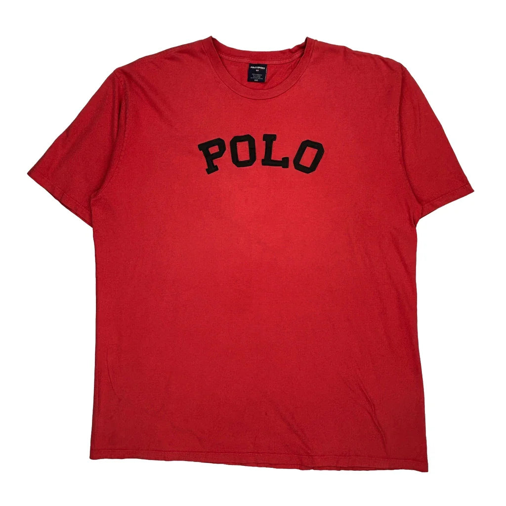 Polo Sport Spellout T-Shirt - 2XL Red Cotton Refurbished - Thrifted (note: this is a term often used to describe second- refurbished available on Cerqular