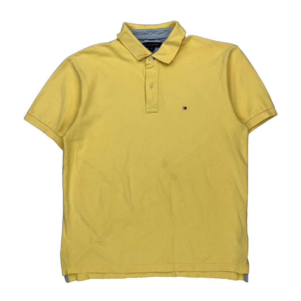 Tommy Hilfiger Polo Shirt - Large Yellow Cotton Refurbished - Thrifted (note: this is a term often used to describe second- refurbished available on Cerqular