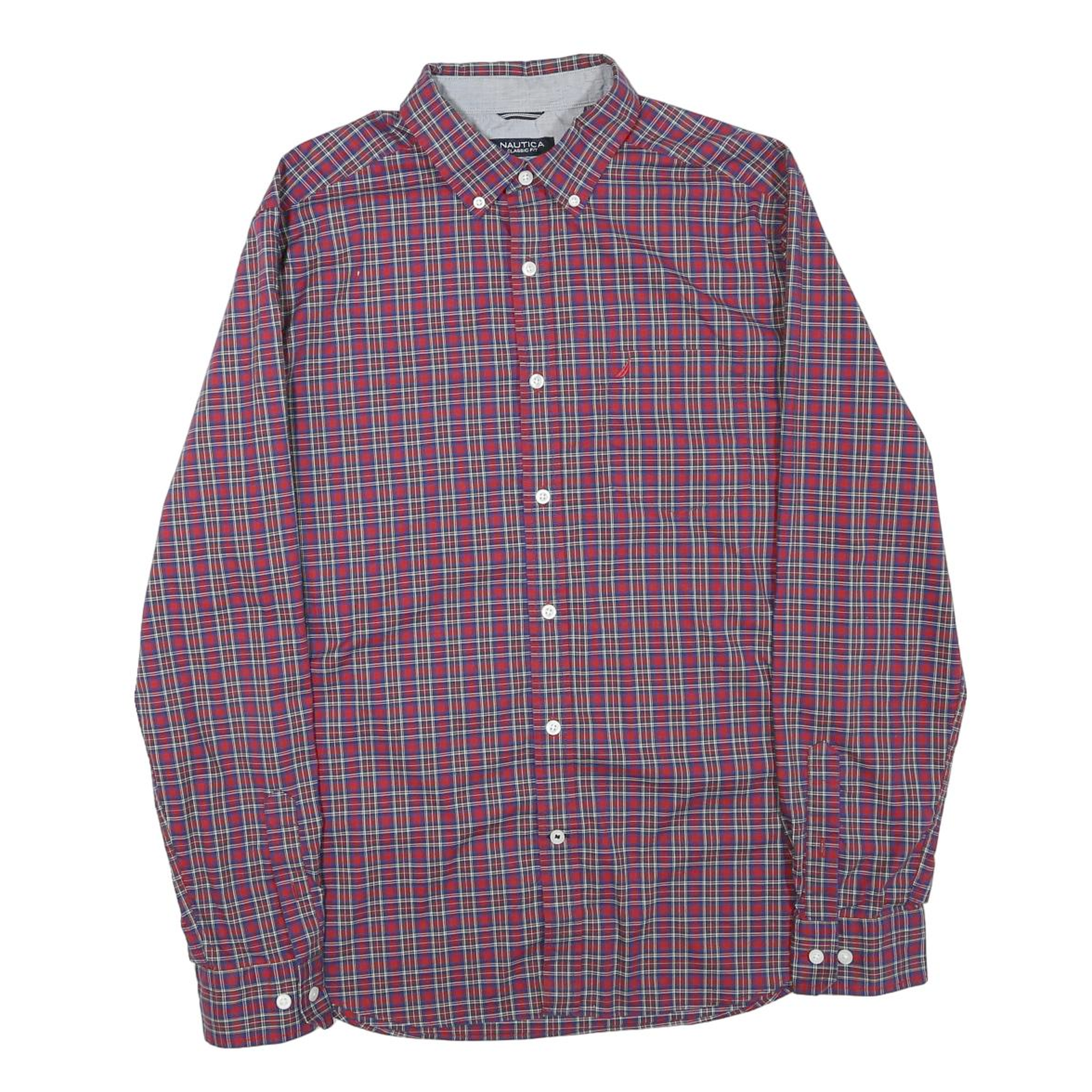 Buy NAUTICA Mens Red Blue Check Shirt L Button-Down Collar Long Sleeve Casual Refurbished - $23.39 NAUTICA Mens Red Blue Check Shirt L Button-Down Collar Long Sleeve Casual Refurbished - N/A refurbished available on Cerqular