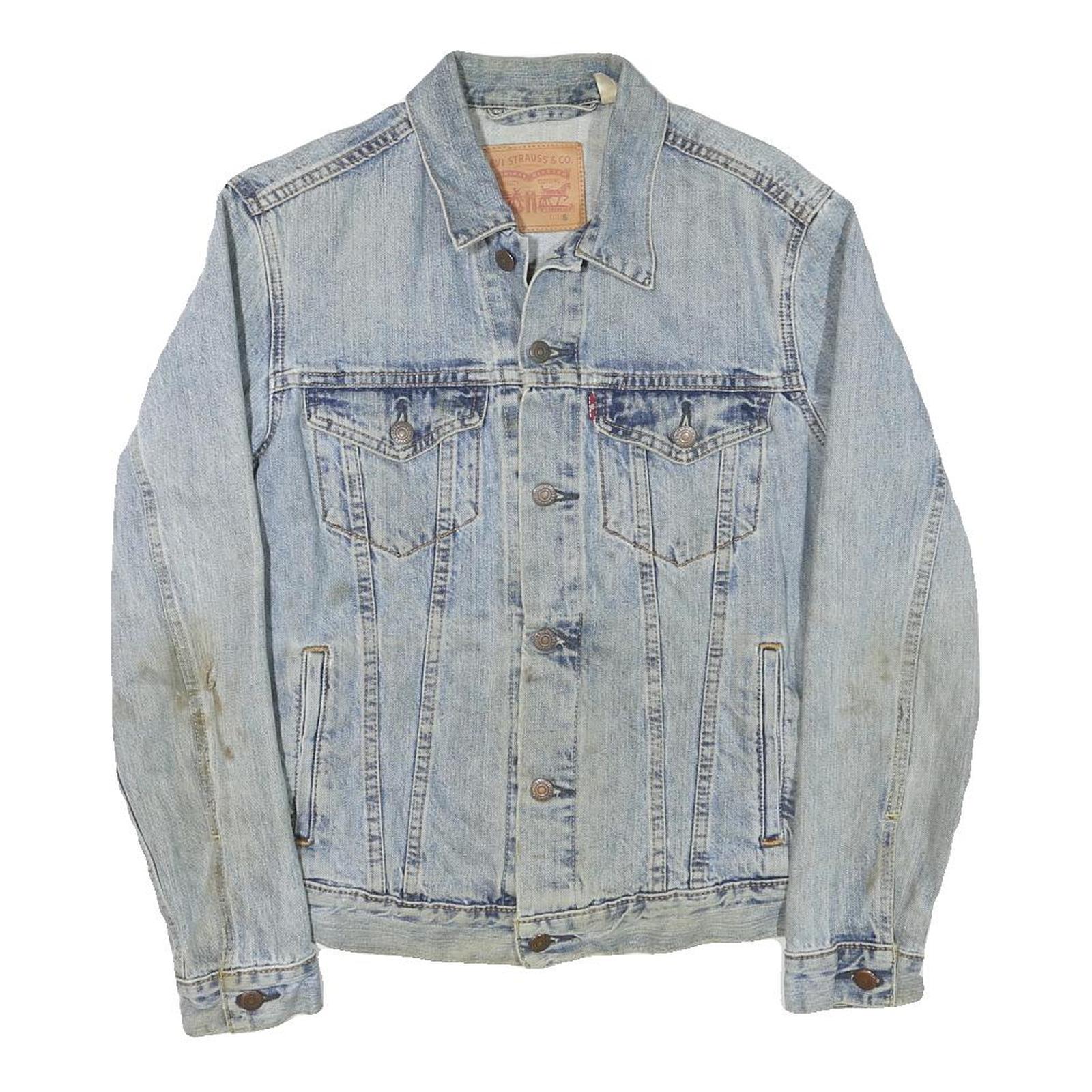LEVI'S Mens Blue Denim Jacket S Cotton Blend Button Closure Classic Fit Casual Refurbished - N/A refurbished available on Cerqular