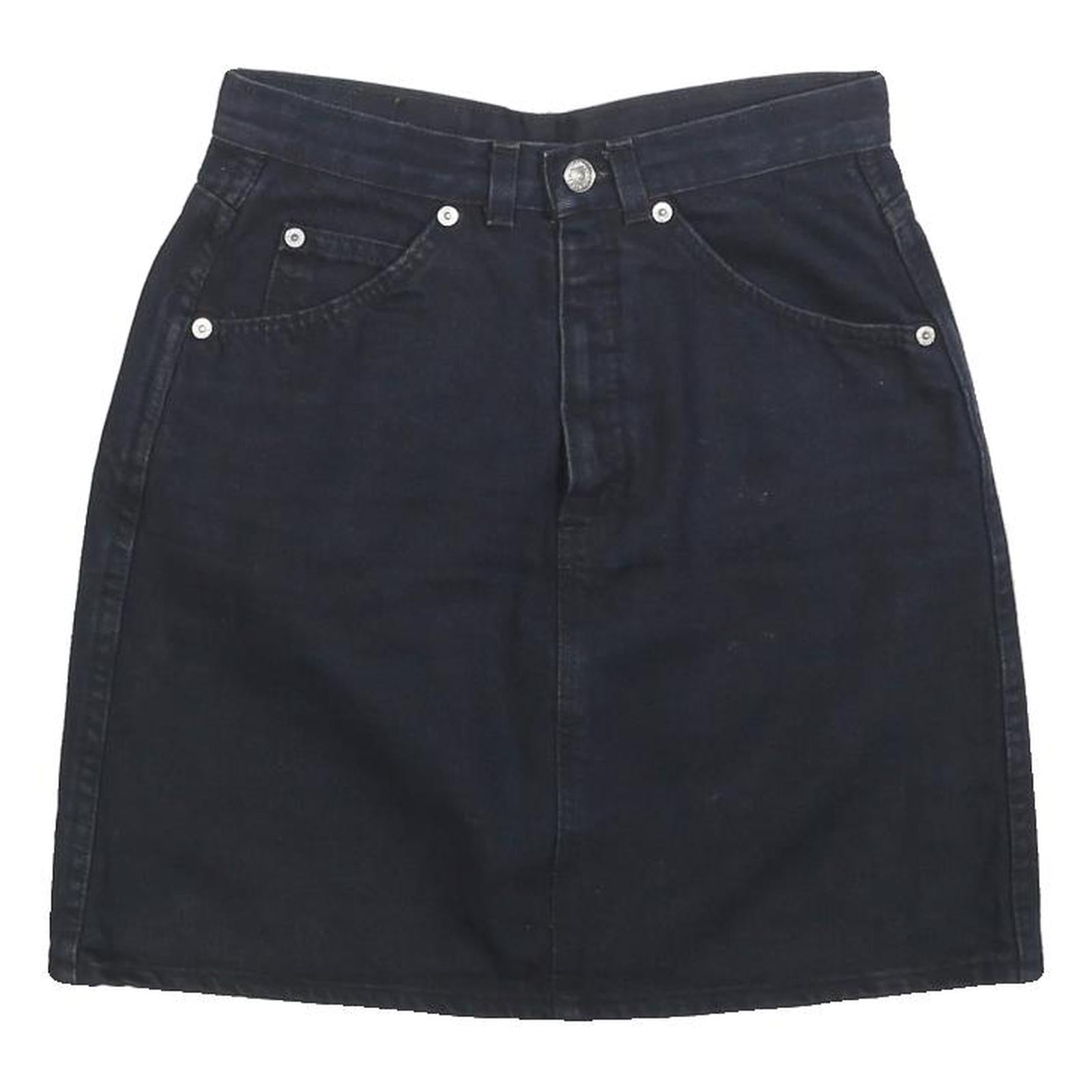 LEVI'S Womens Black Cotton Denim Mini Skirt XS Button Closure Pockets Refurbished - N/A refurbished available on Cerqular