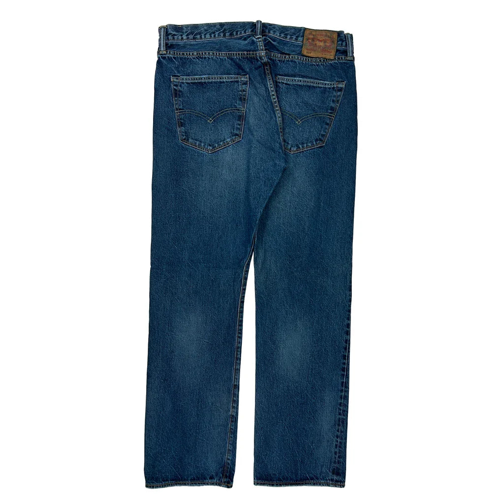 501 Levis Jeans - 34W 30L Blue Cotton Refurbished - Thrifted (note: this is a term often used to describe second- refurbished available on Cerqular