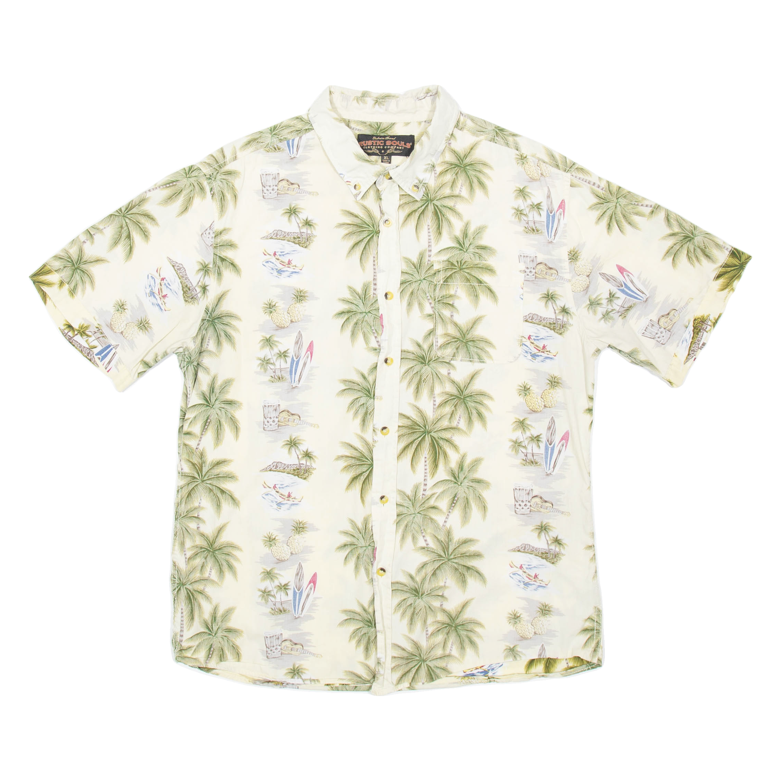 RUSTIC SOULS Palm Tree Mens Hawaiian Shirt Green Crazy Pattern XL Refurbished - N/A refurbished available on Cerqular