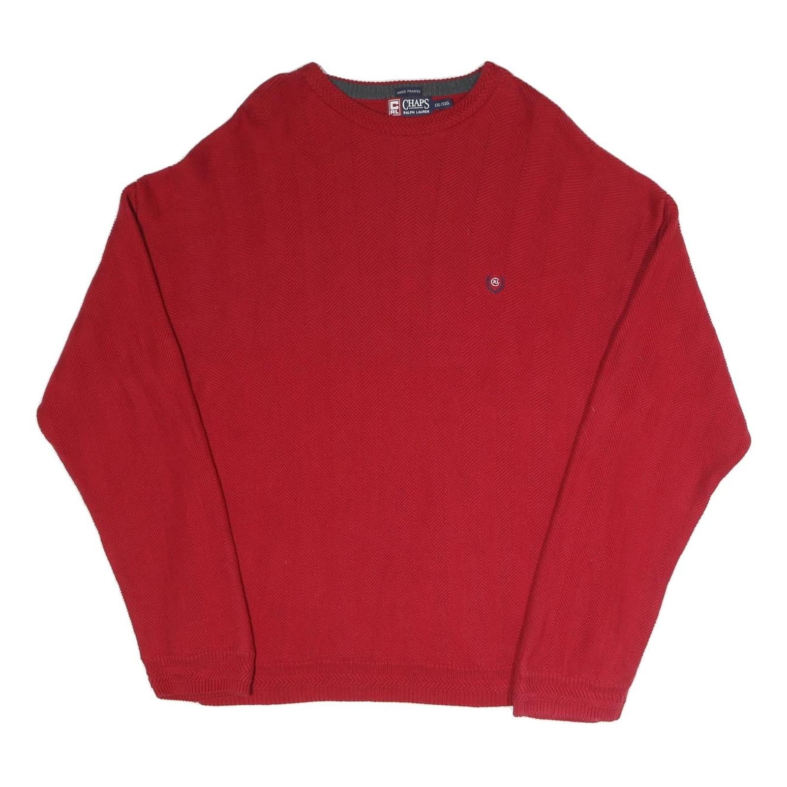 CHAPS Mens Red Plain Crew Neck Basic Knit Jumper 2XL Classic Cotton Blend Refurbished - N/A refurbished available on Cerqular
