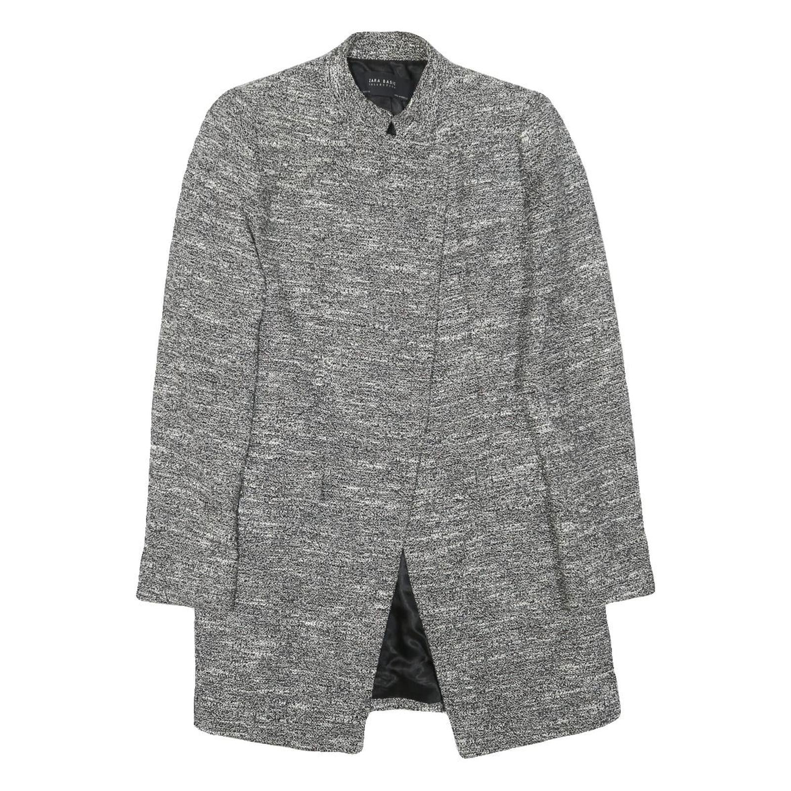 ZARA BASIC Womens Grey Button Jacket S Polyester Blend Plain Stylish Long Sleeve Refurbished - N/A refurbished available on Cerqular
