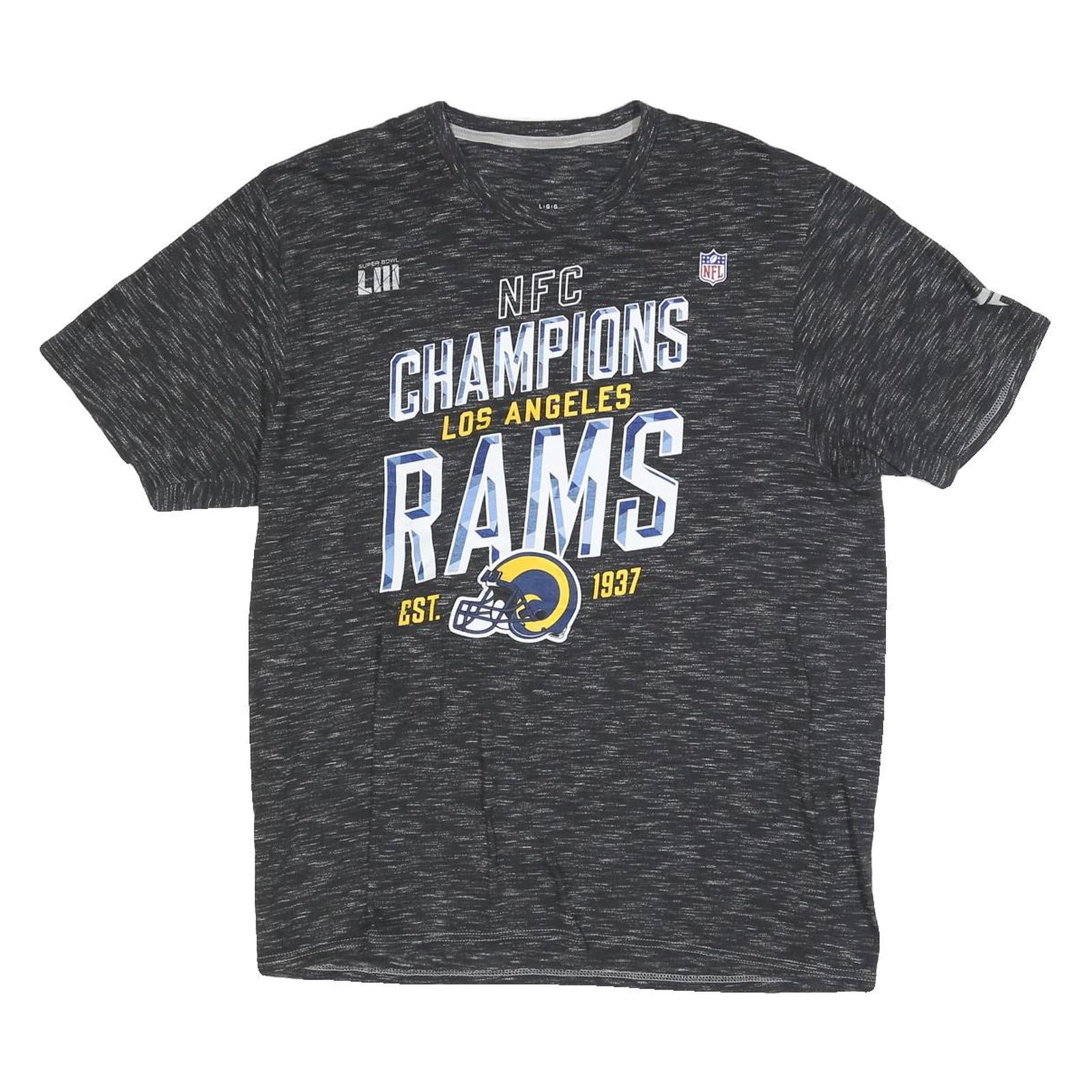 FANATICS Mens Black Los Angeles Rams Graphic T-Shirt L Short Sleeve Crew Neck Refurbished - N/A refurbished available on Cerqular