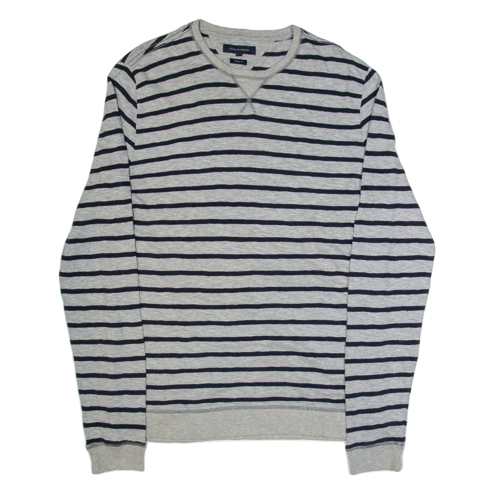 TOMMY HILFIGER Fit Mens Patterned Jumper Grey Striped Tight Knit XL Refurbished - N/A refurbished available on Cerqular