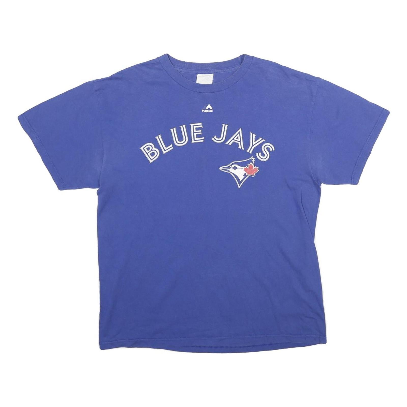 MAJESTIC Mens Blue Blue Jays Graphic T-Shirt L Short Sleeve Crew Neck Cotton Refurbished - N/A refurbished available on Cerqular