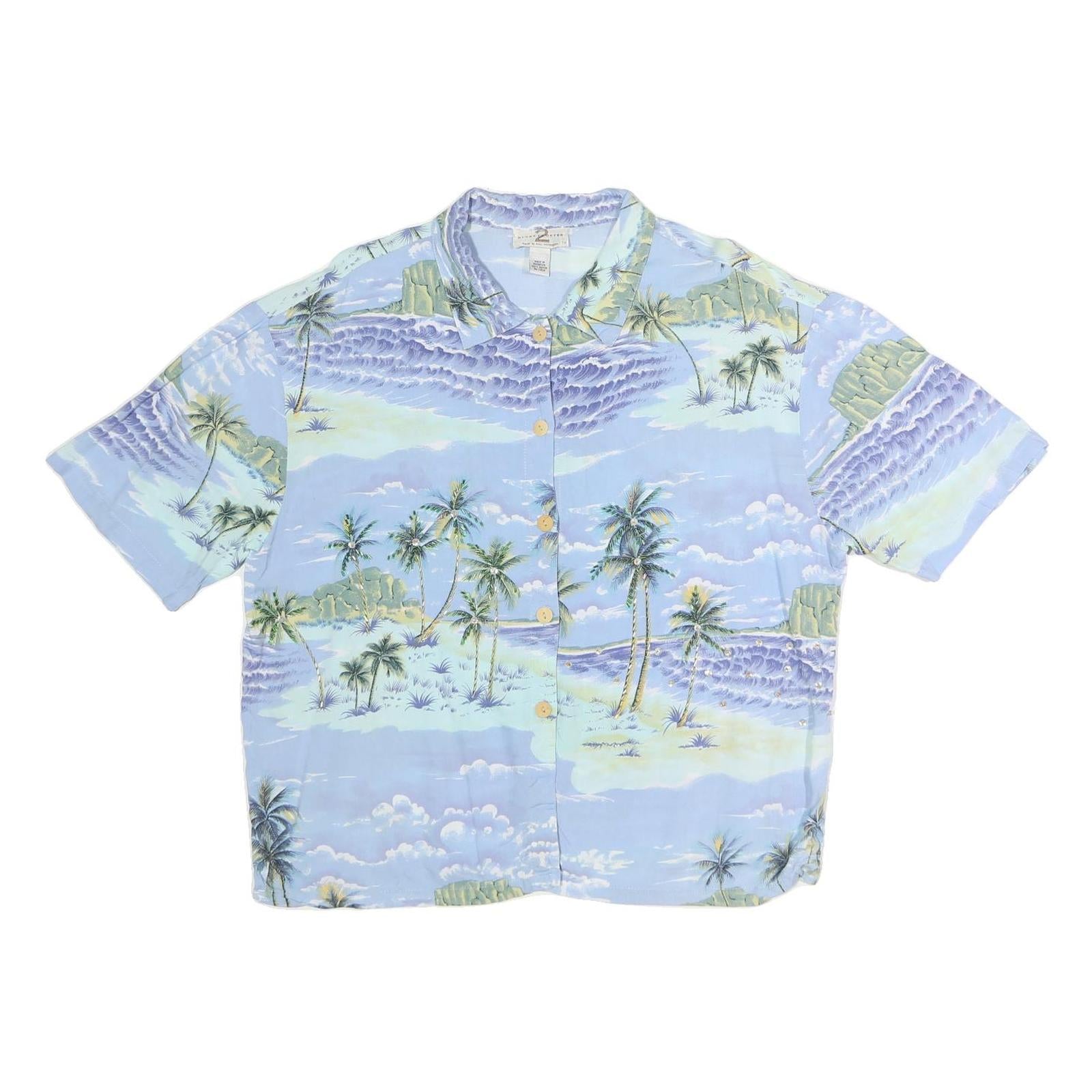GLOBE TROTTER 2 Womens Light Blue & Green Printed Cotton Blend Shirt Short Refurbished - N/A refurbished available on Cerqular