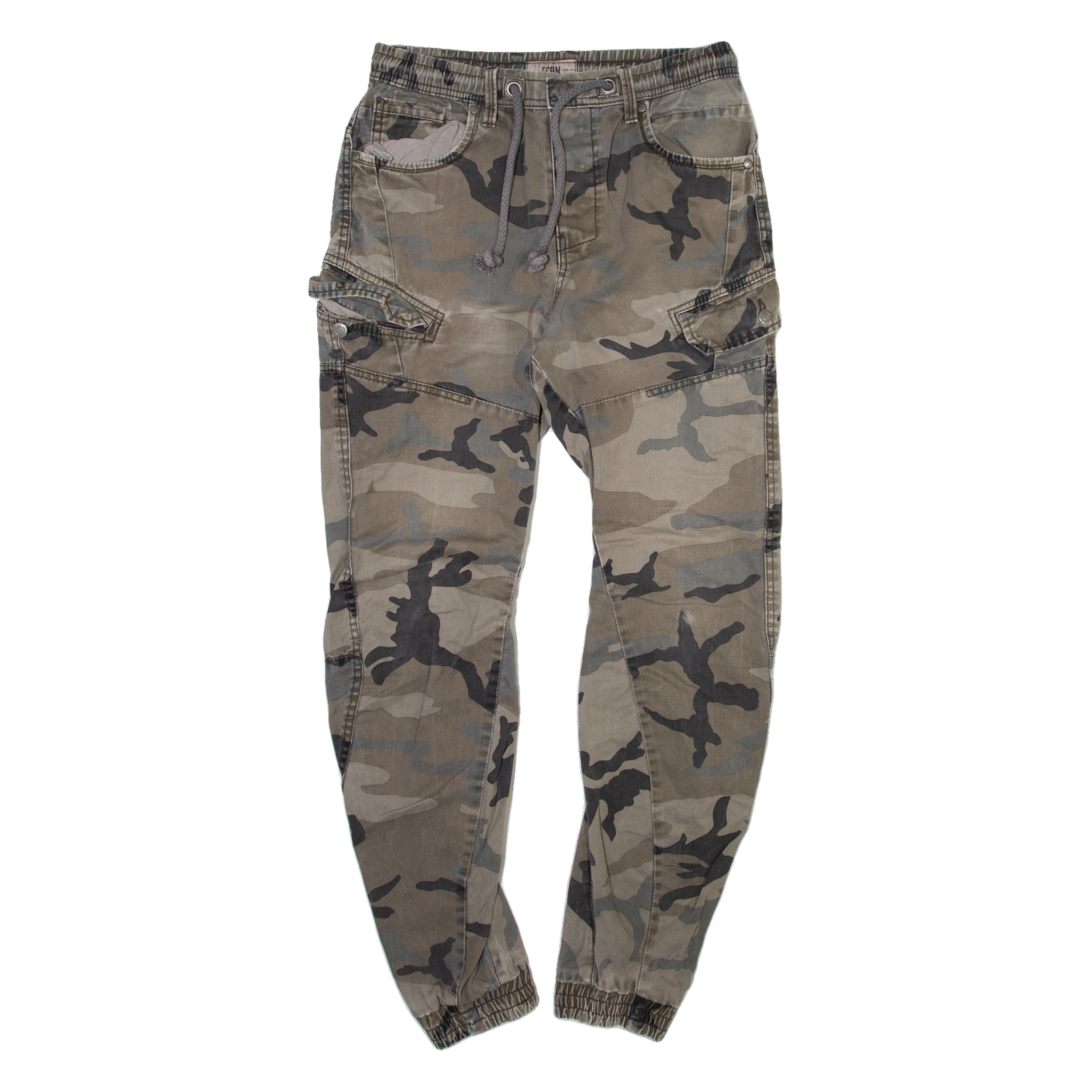 FSBN Camo Cargo Mens Trousers Grey Regular Tapered W30 L30 Refurbished - N/A refurbished available on Cerqular